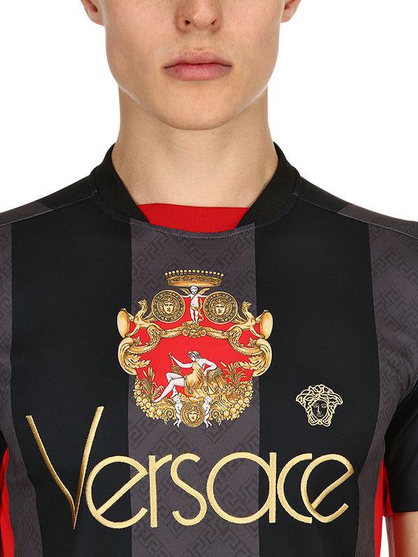 Versace Crest Striped Techno Football Jersey in Black for Men | Lyst
