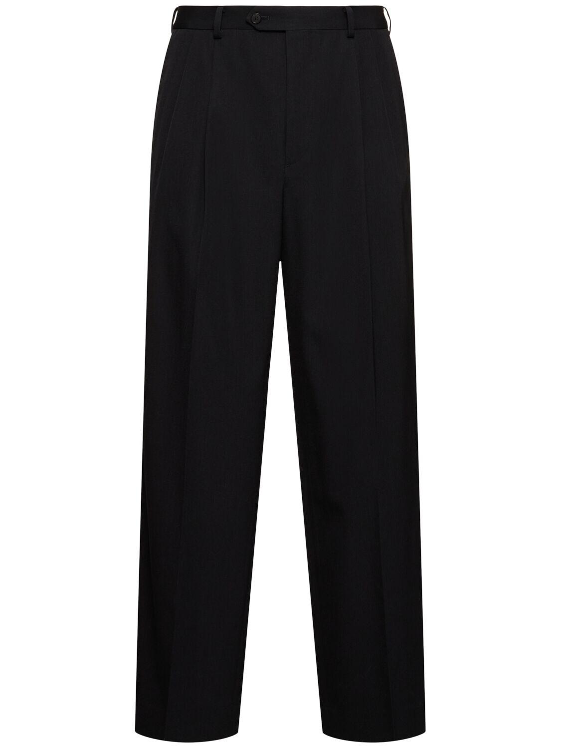 AURALEE Light Wool Max Gabardine Two-tuck Pants in Black for AURALEE Light Wool Max Gabardine Two-tuck Pants in Black for