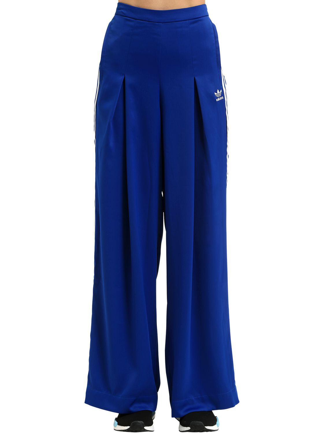 adidas Originals Fashion League Pleated Satin Track Pants in Blue | Lyst