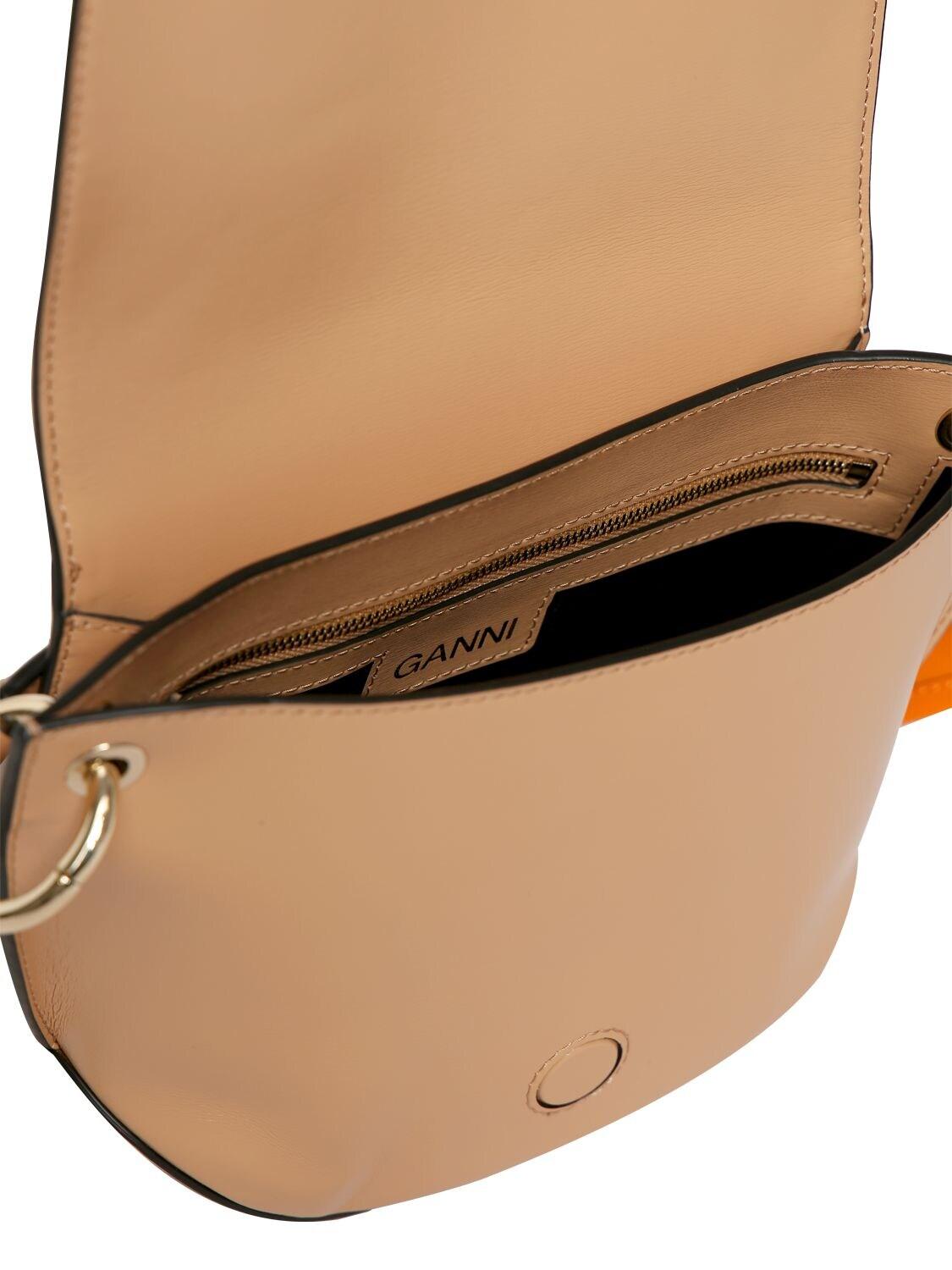 ★Ganni★ Banner Saddle Raffia Crossbody Bag Beige A4737895 Ganni + Banner Saddle Raffia Bag