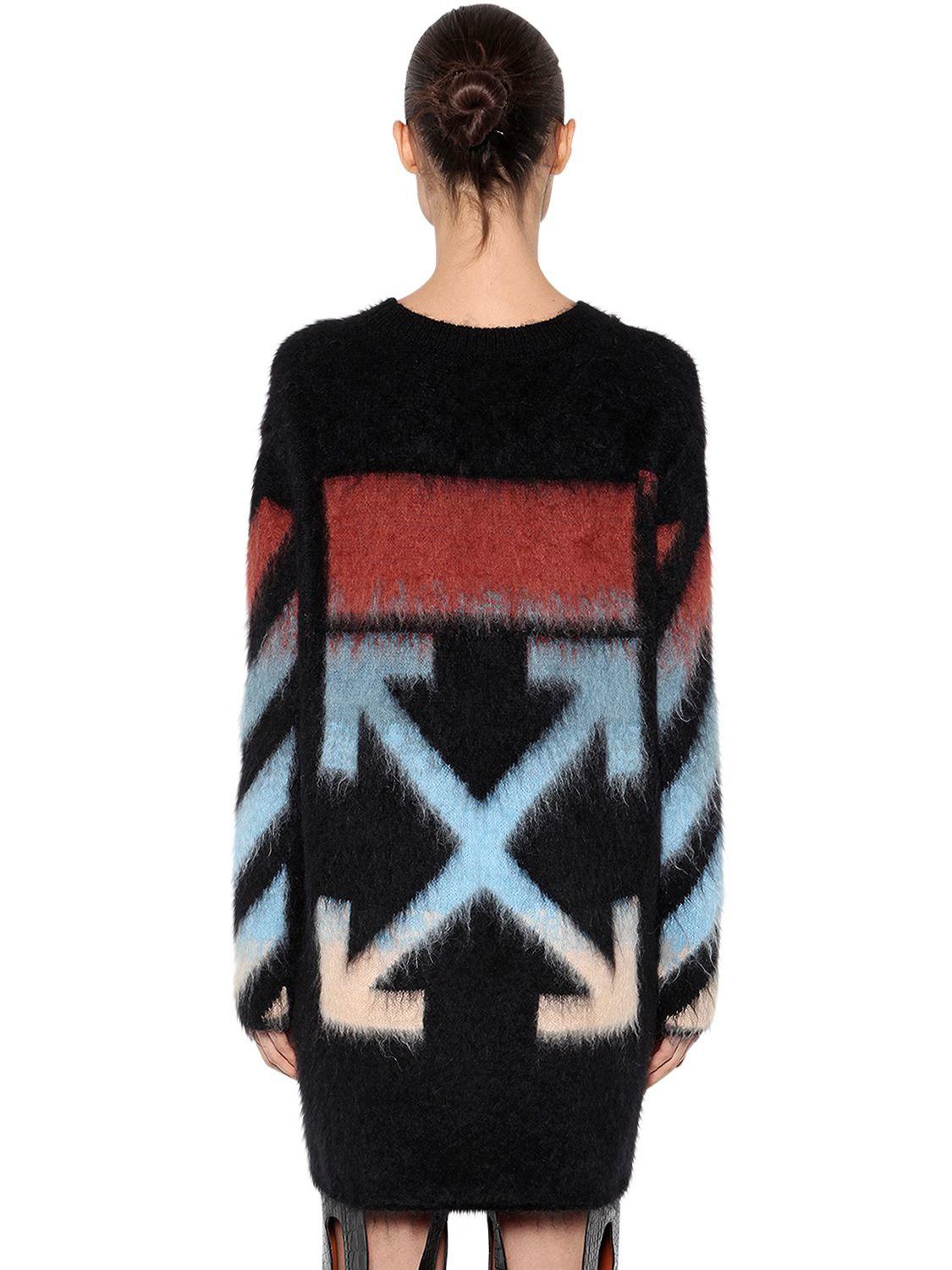 Off-White c/o Abloh Oversized Mohair Sweater Black - Lyst
