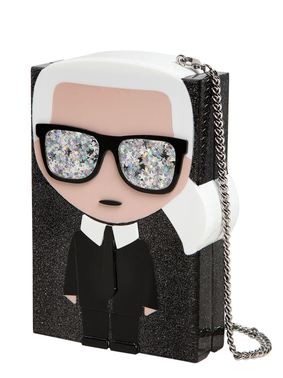 Karl Lagerfeld Choupette Glitter Minaudiere Clutch at FORZIERI