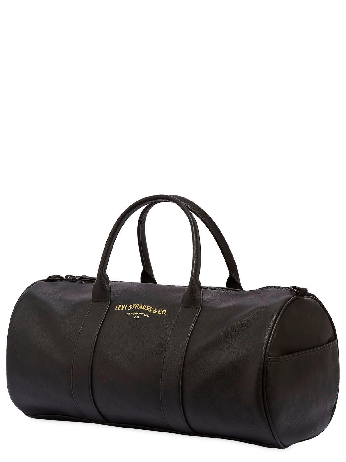 Levi's Logo Faux Leather Duffle Bag in Black for Men | Lyst
