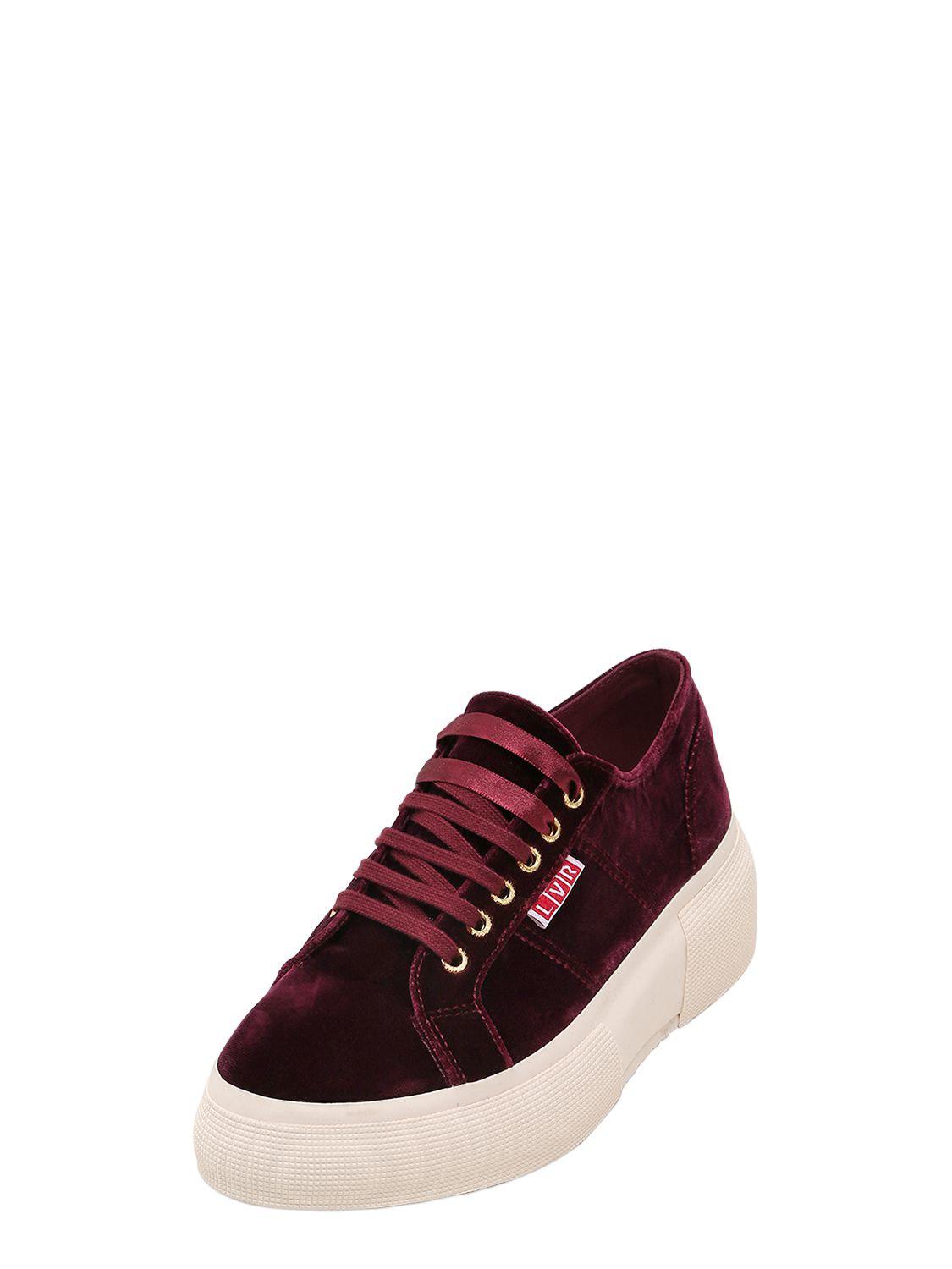superga velvet platform sneakers