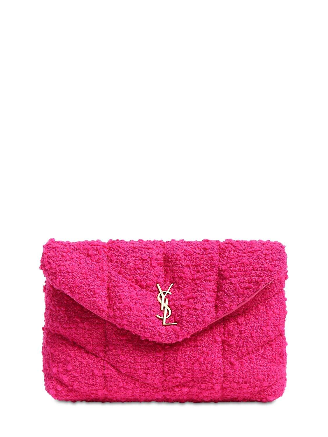 Saint Laurent Pink Loulou Small Puffer Tweed Pouch - New in Box - The  Consignment Cafe