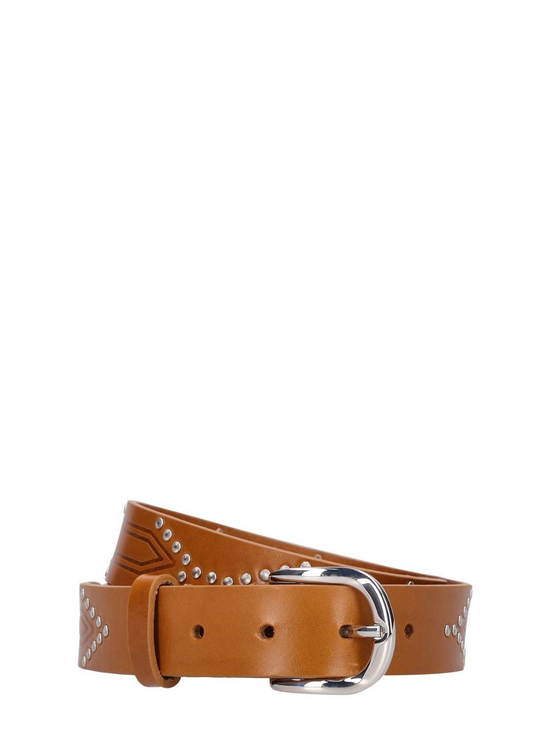 Isabel Marant Telly Studded Leather Belt in Brown | Lyst