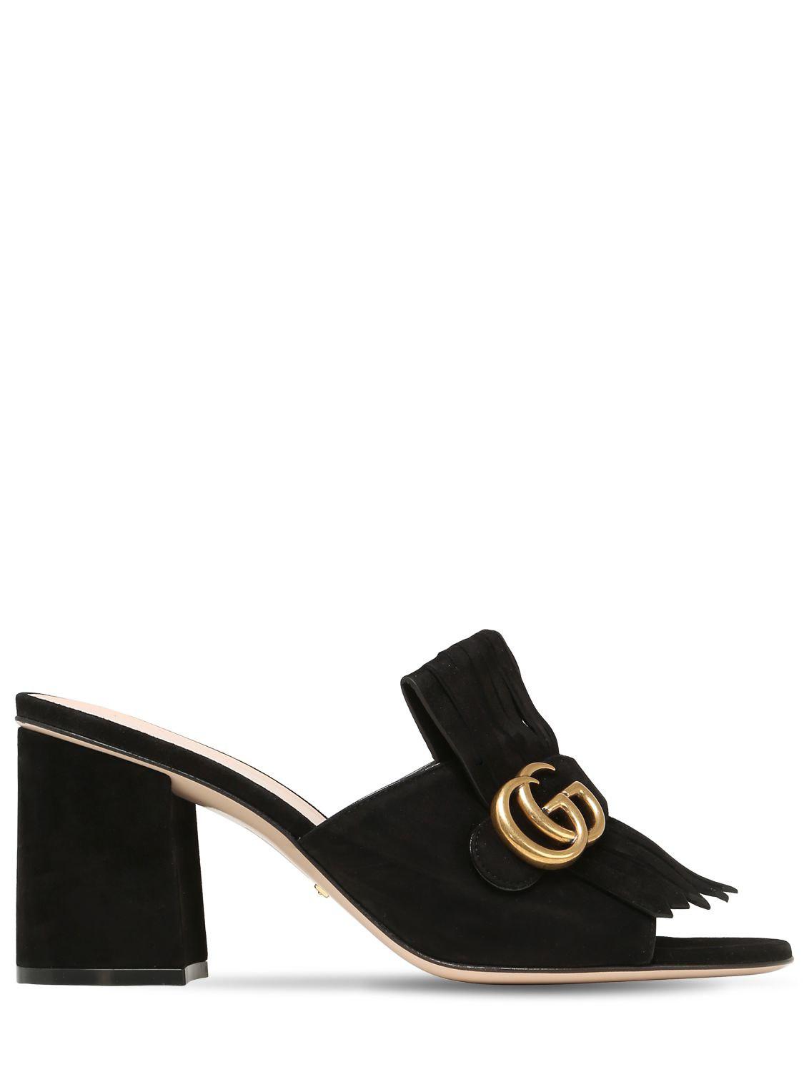 Gucci GG Marmont Slide Heeled Sandals in Black Lyst Canada