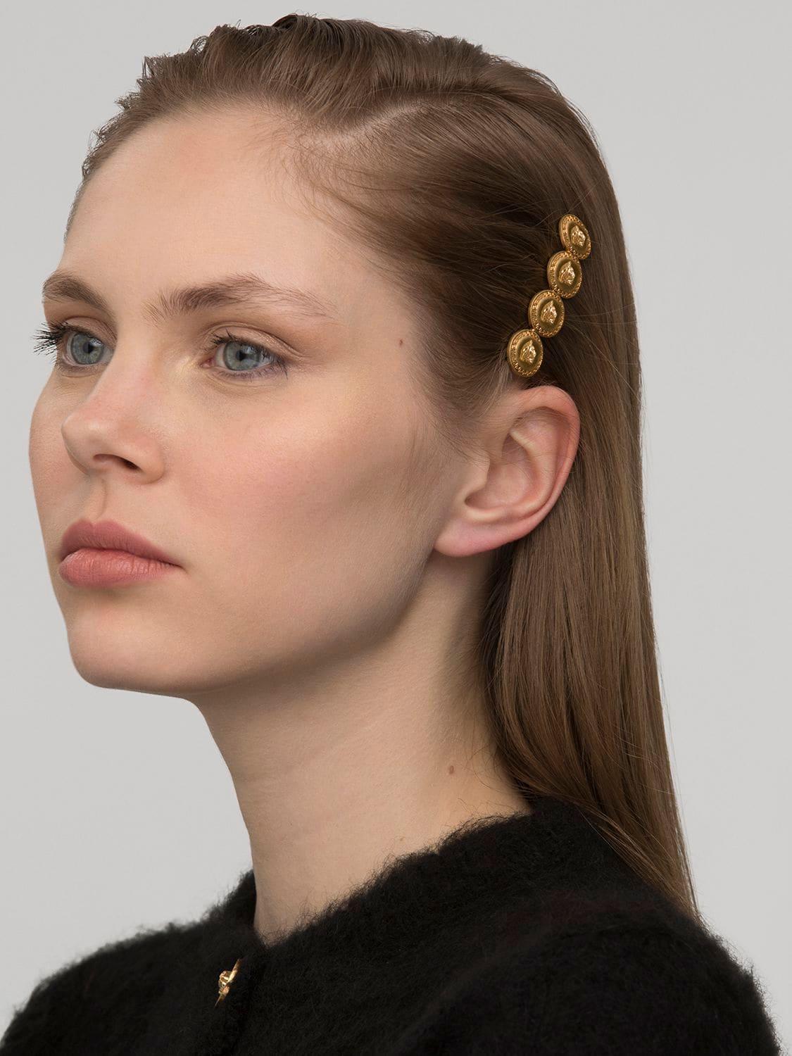 Versace Heritage Medusa Coin Hair Pin In Gold Metallic Lyst