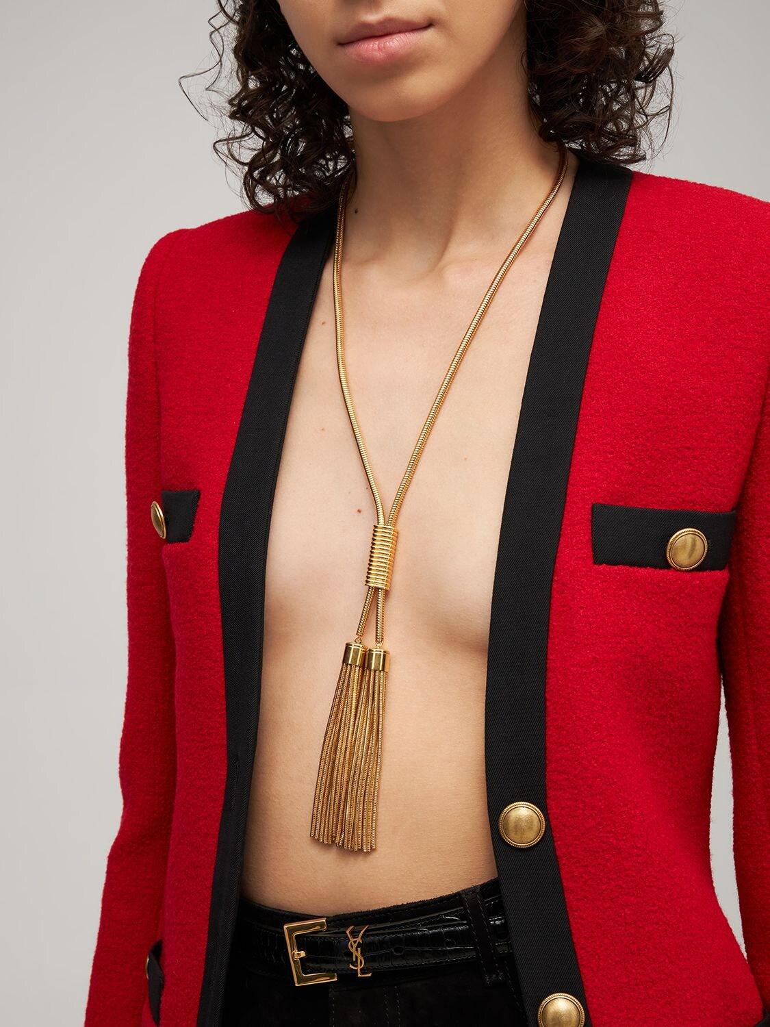 Saint Laurent Long Bolo Tie Necklace in 