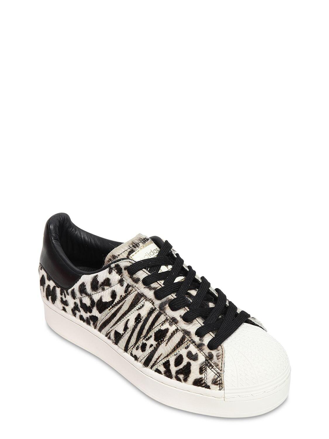 adidas Originals Leather Superstar Bold Sneakers In Animal Print in Black |  Lyst