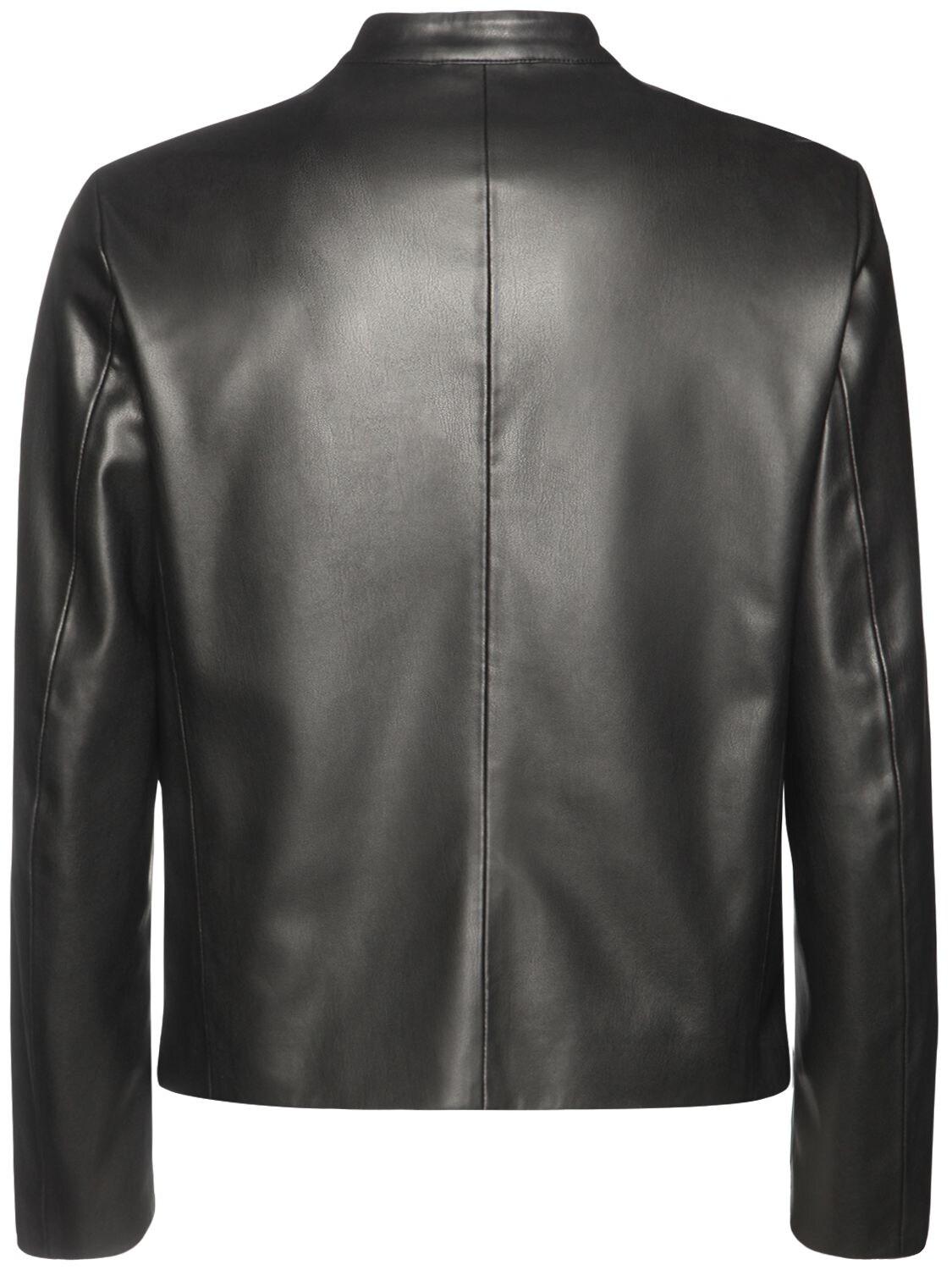 Armani Exchange Faux Leather Biker Jacket in Black for Men | Lyst