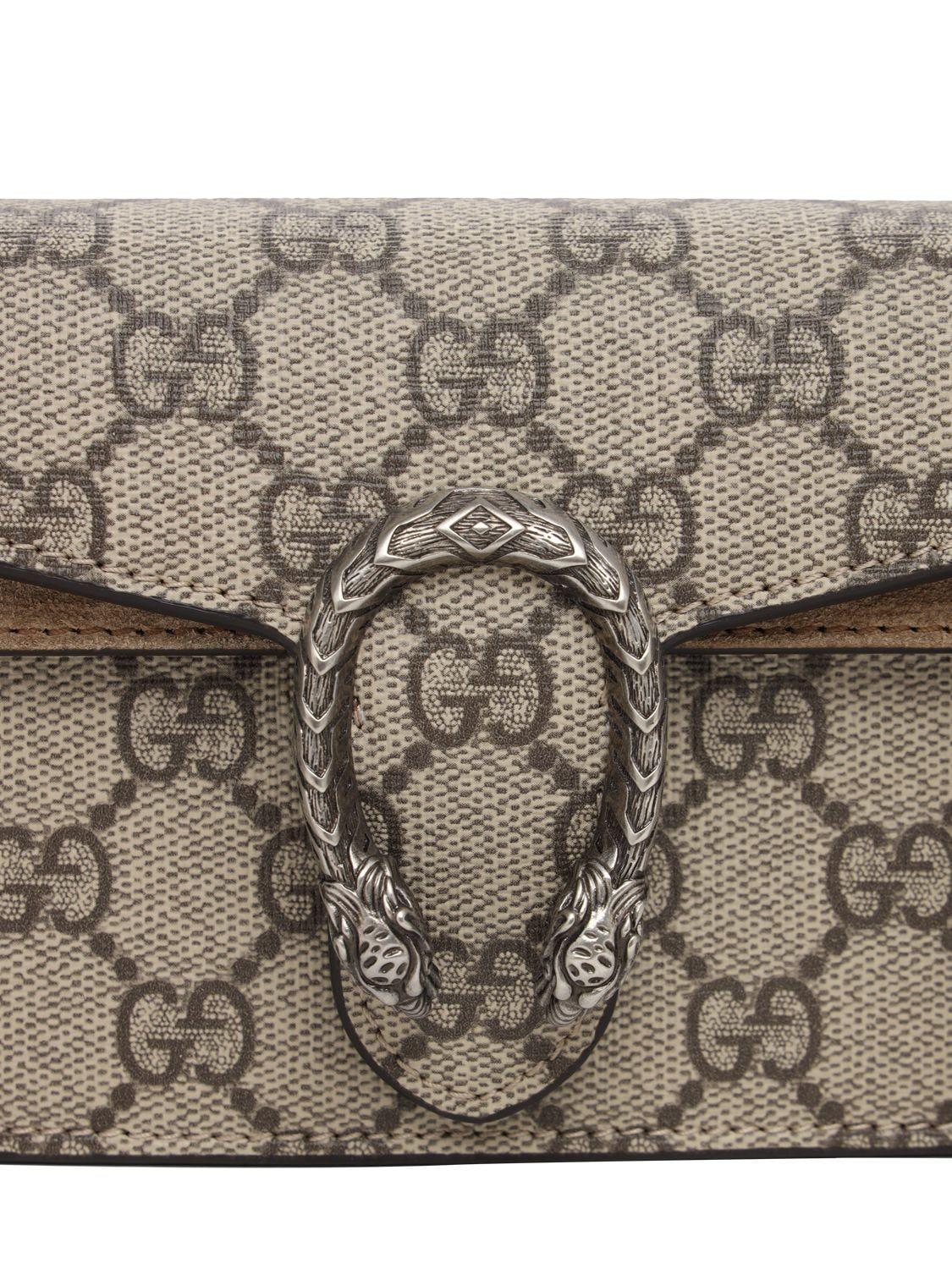 Gucci Beige Dionysus GG Supreme Super Mini Bag in Natural