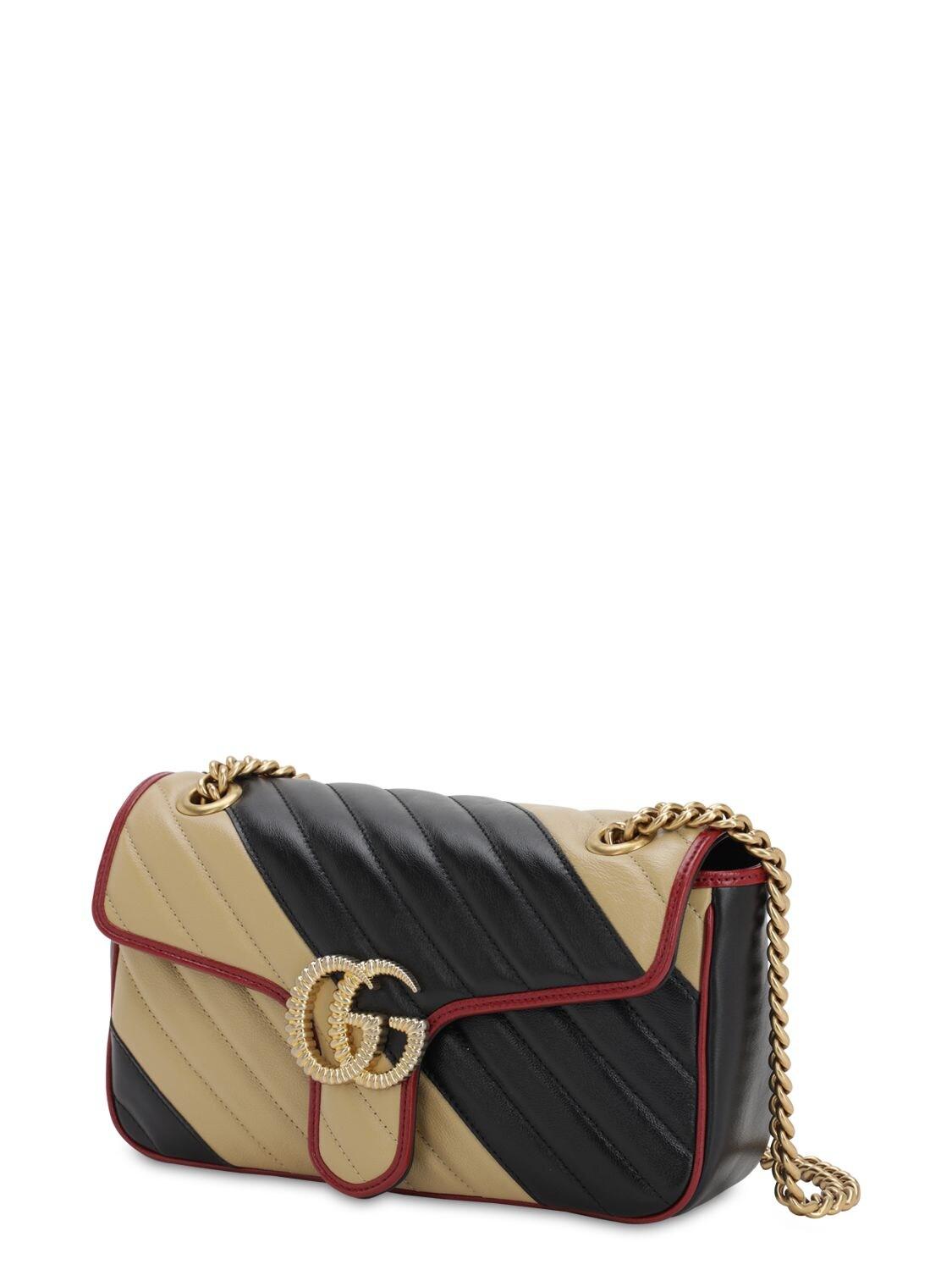 Gucci Small Gg Marmont 2.0 Bicolor Leather Bag in Black