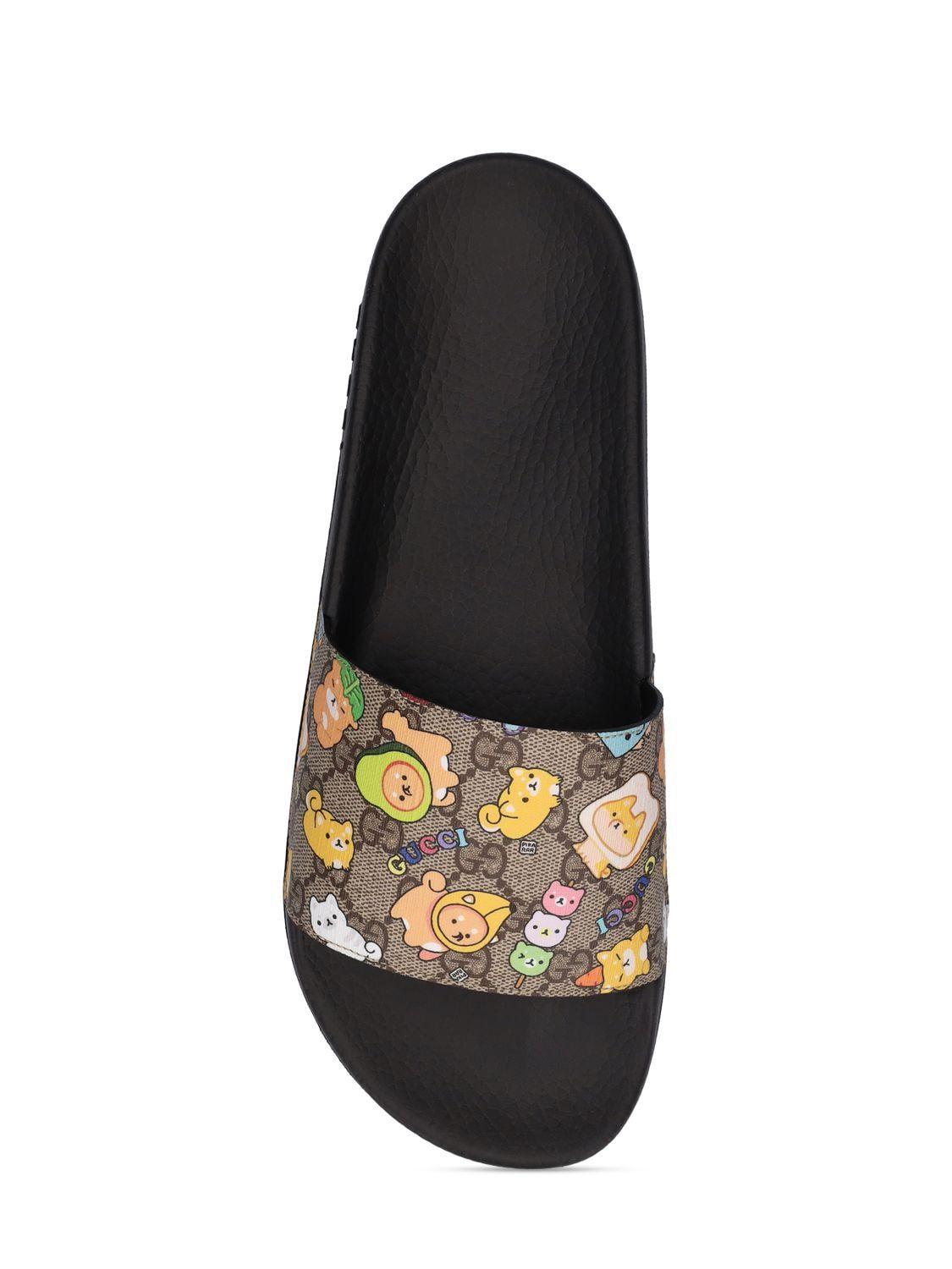 Gucci Web Animal Print Slide Sandal in Black for Men Lyst