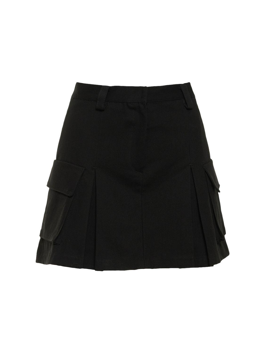 Frankie Shop Audrey Pleated Cotton Cargo Mini Skirt in Black | Lyst