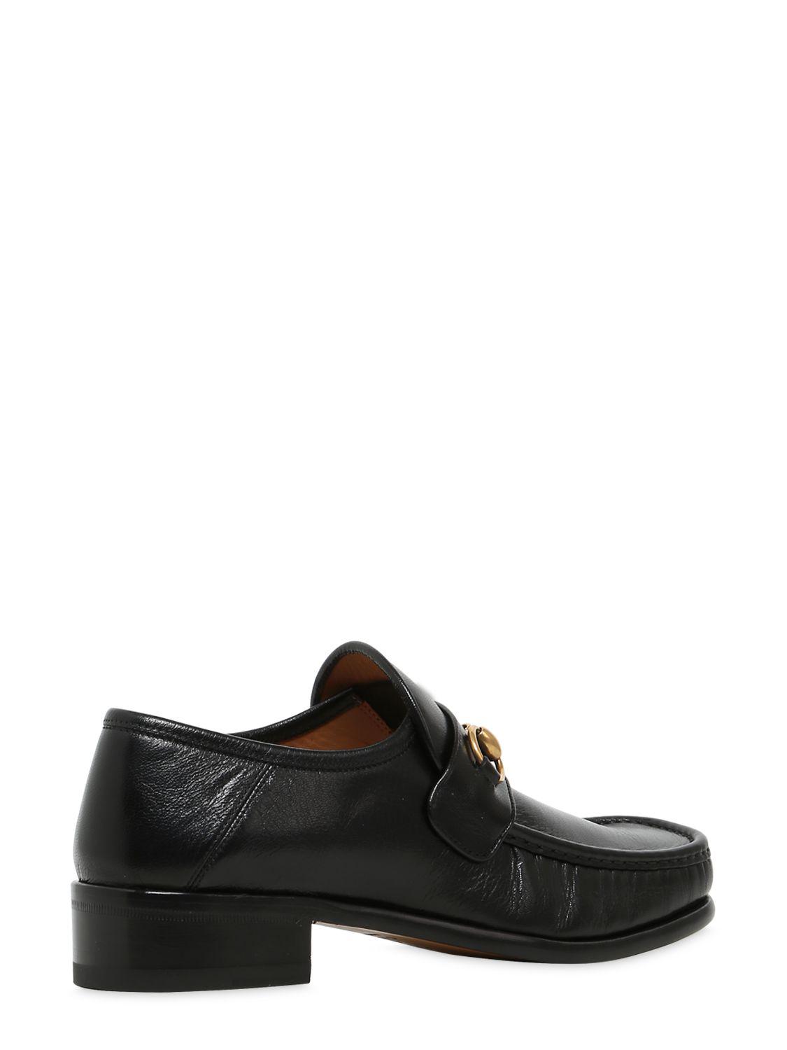 Gucci Horsebit Square-toe Leather Loafers in Black for Men | Lyst