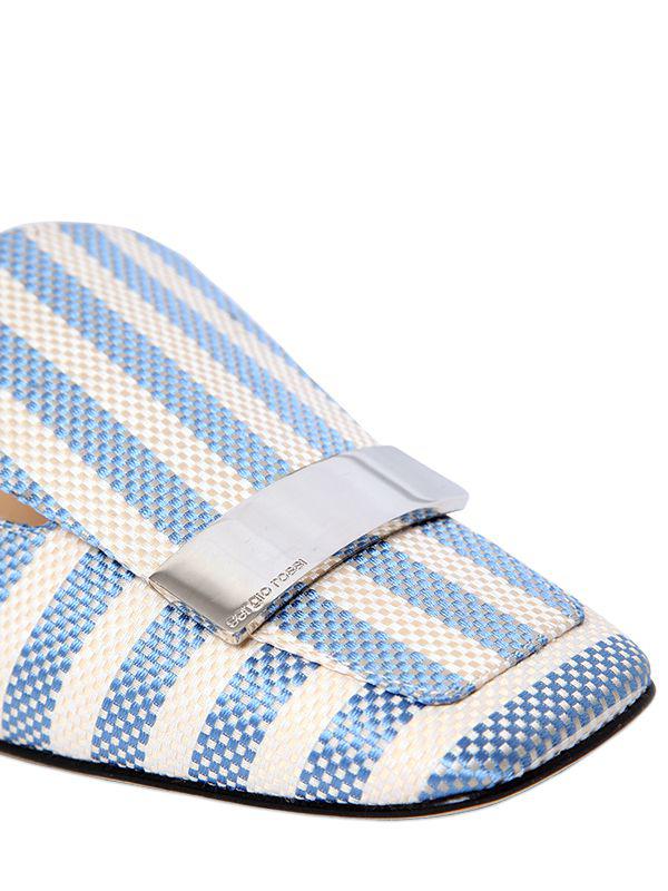 Sergio Rossi Fabric Loafers in White/Blue (Blue) | Lyst