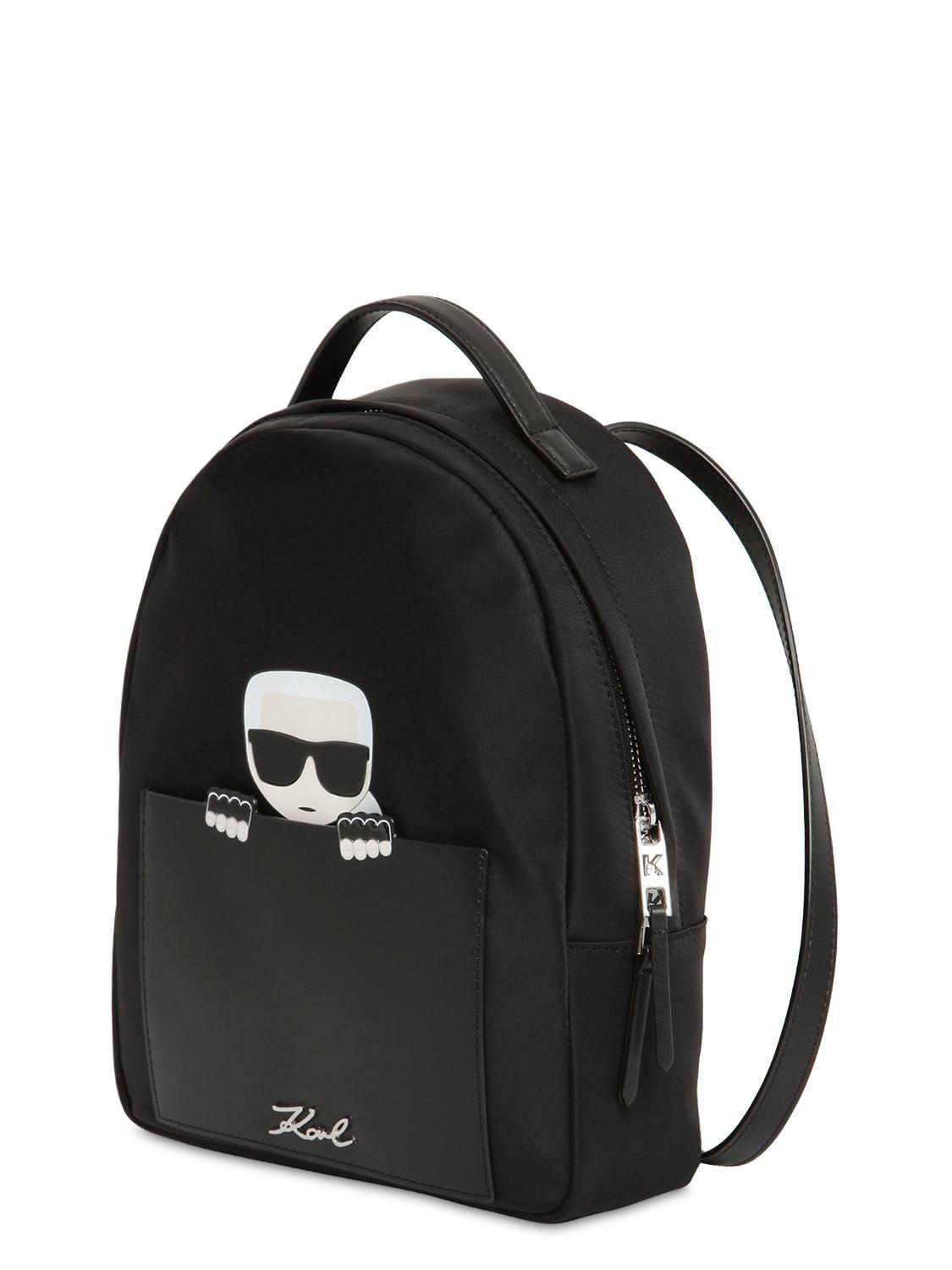 Karl Lagerfeld Small Karl Ikonik Nylon Backpack in Black - Lyst