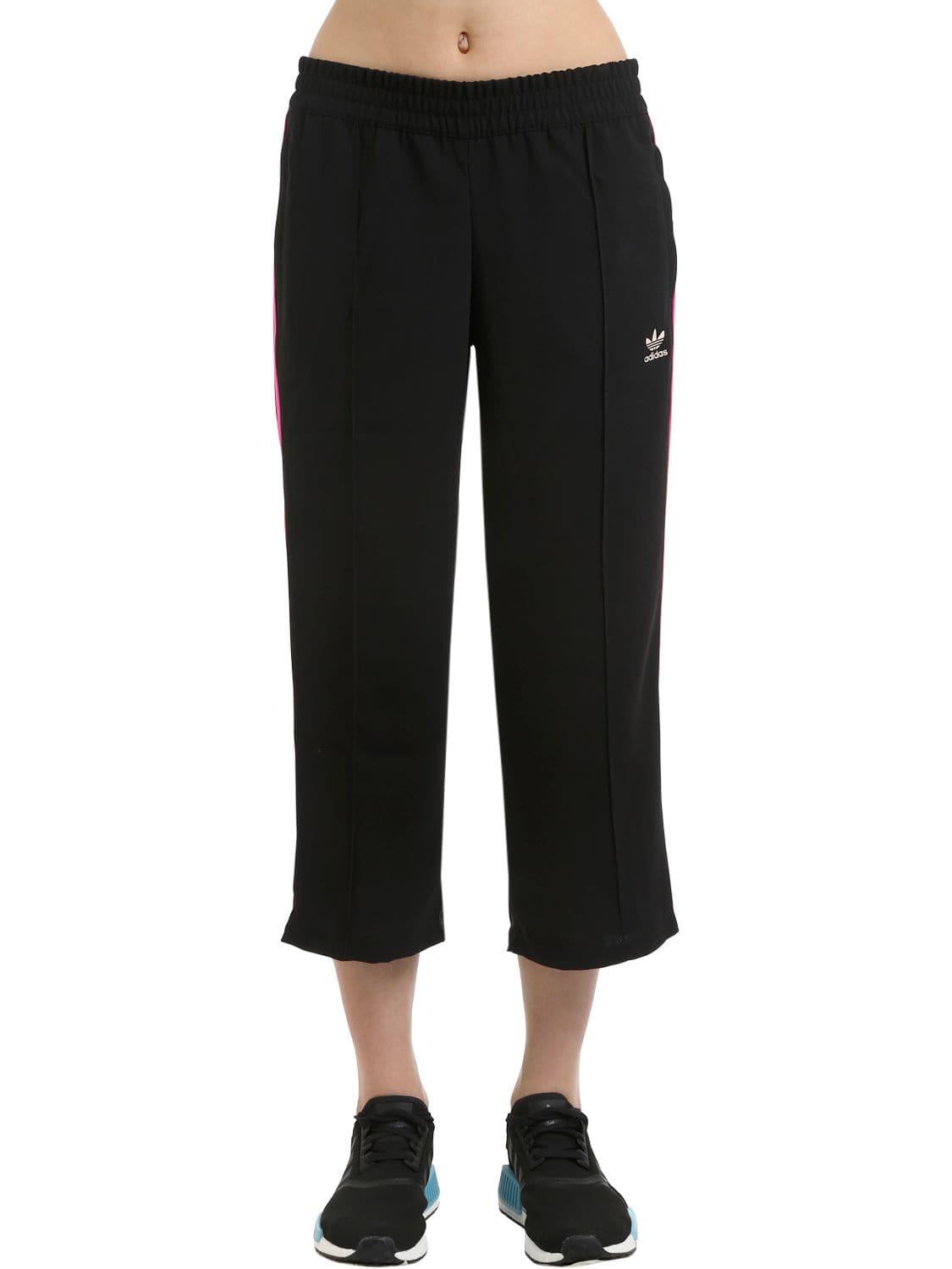 adidas Originals Wide Leg Capri Track Pants in Black - Lyst