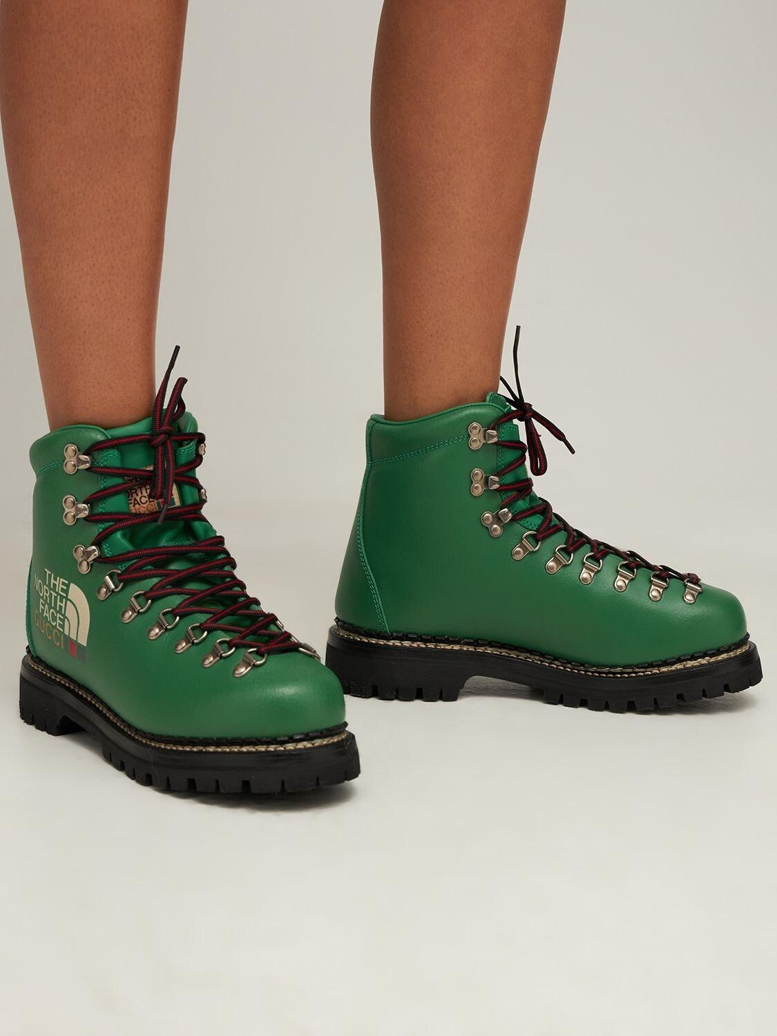 Gucci X The North Face Leather Hiking Boots in Green | Lyst