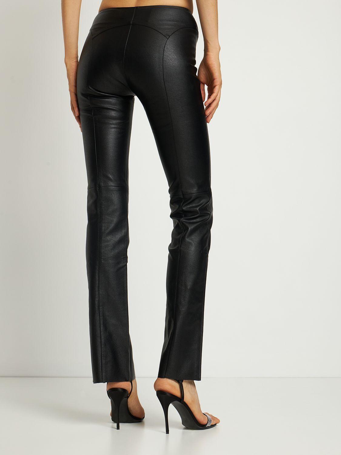 Miaou Elet Lace-up Faux Leather Pants in Black