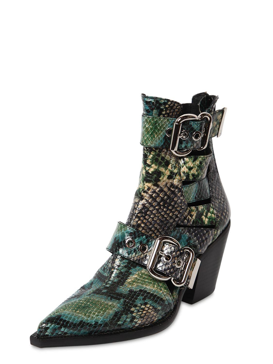 Jeffrey Campbell 75mm Guadalupe Snake Print Leather Boots in Green - Lyst