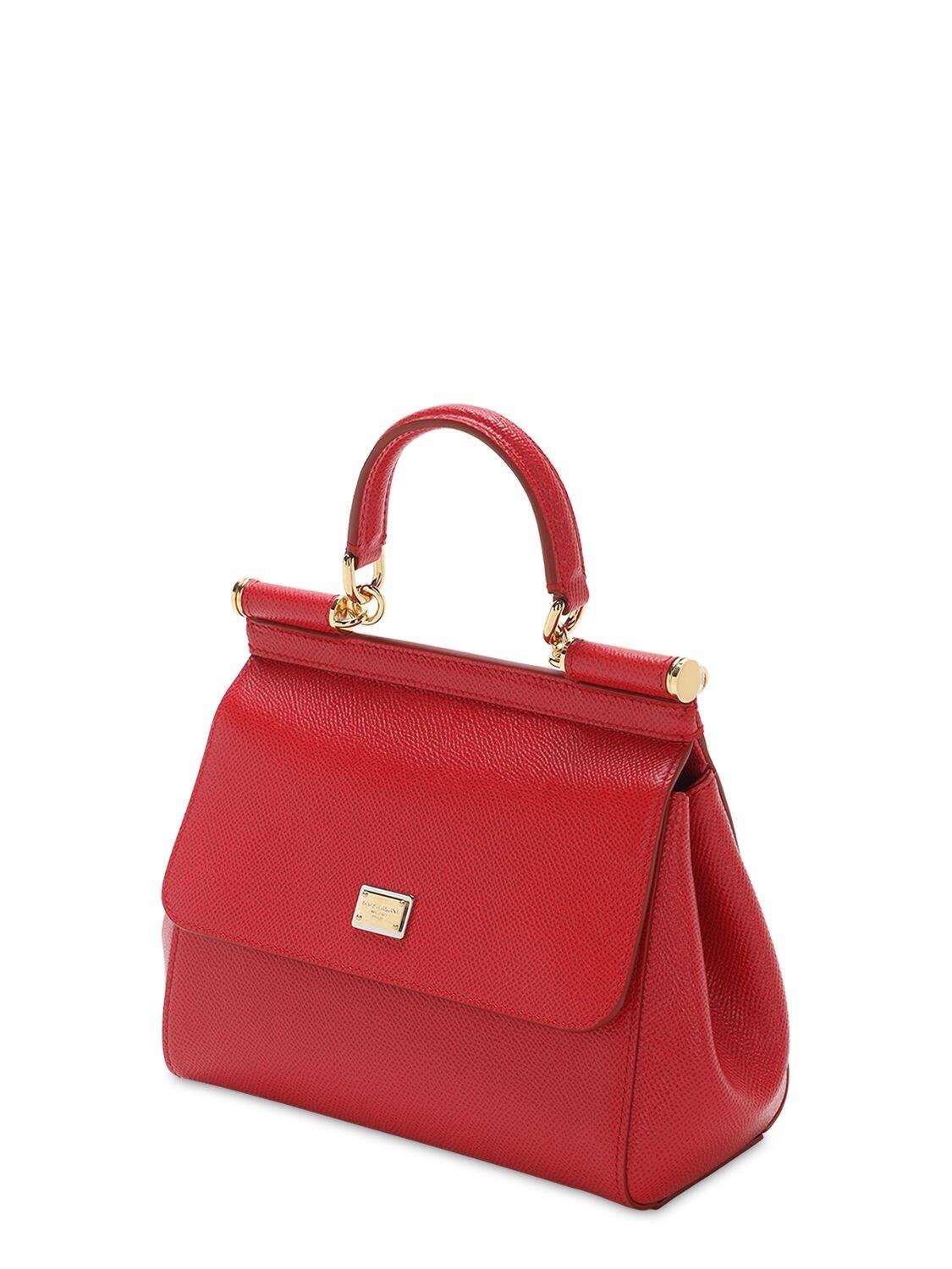 Dolce & Gabbana Medium Sicily Handbag In Dauphine Leather in Red | Lyst