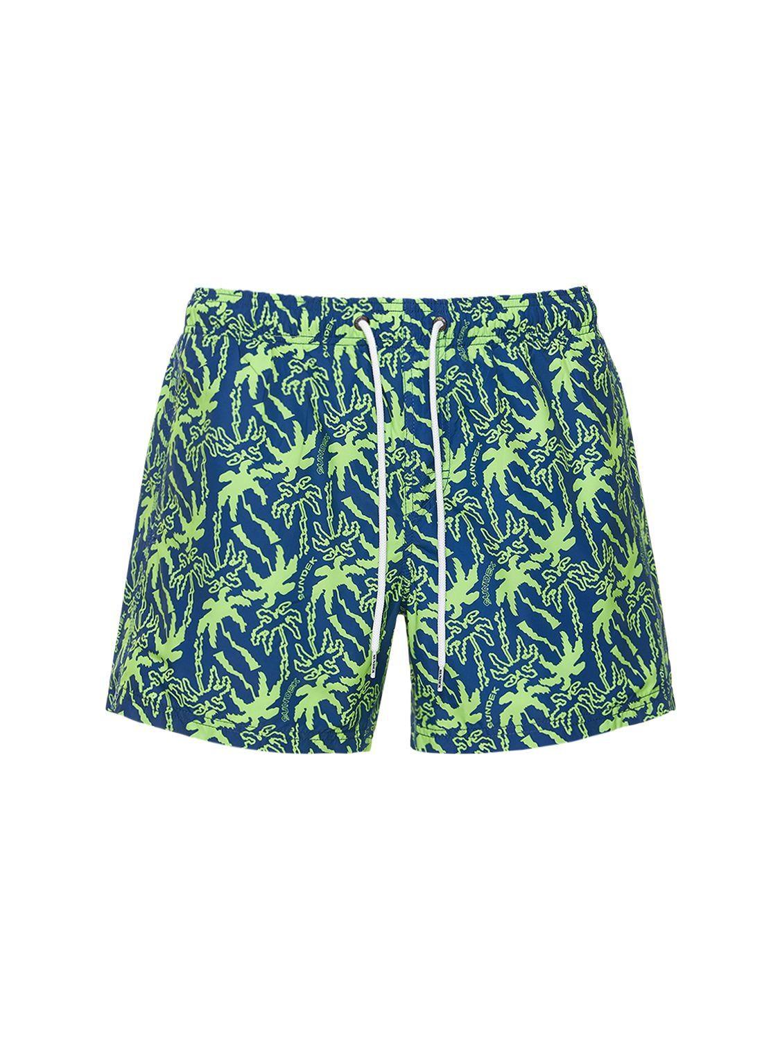 Sundek Printed Light Recycled Poly Swim Shorts in Green for Men | Lyst