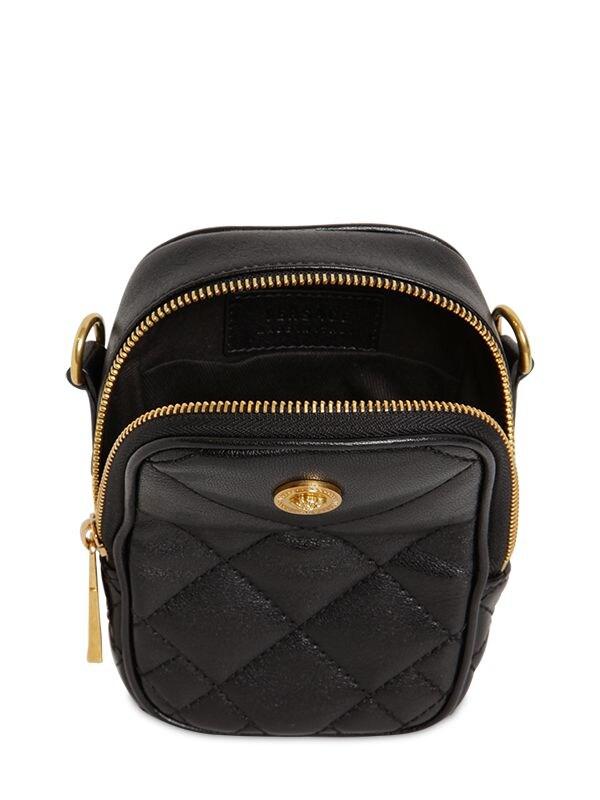 Versace Mini Quilted Leather Crossbody Bag in Black for Men Lyst