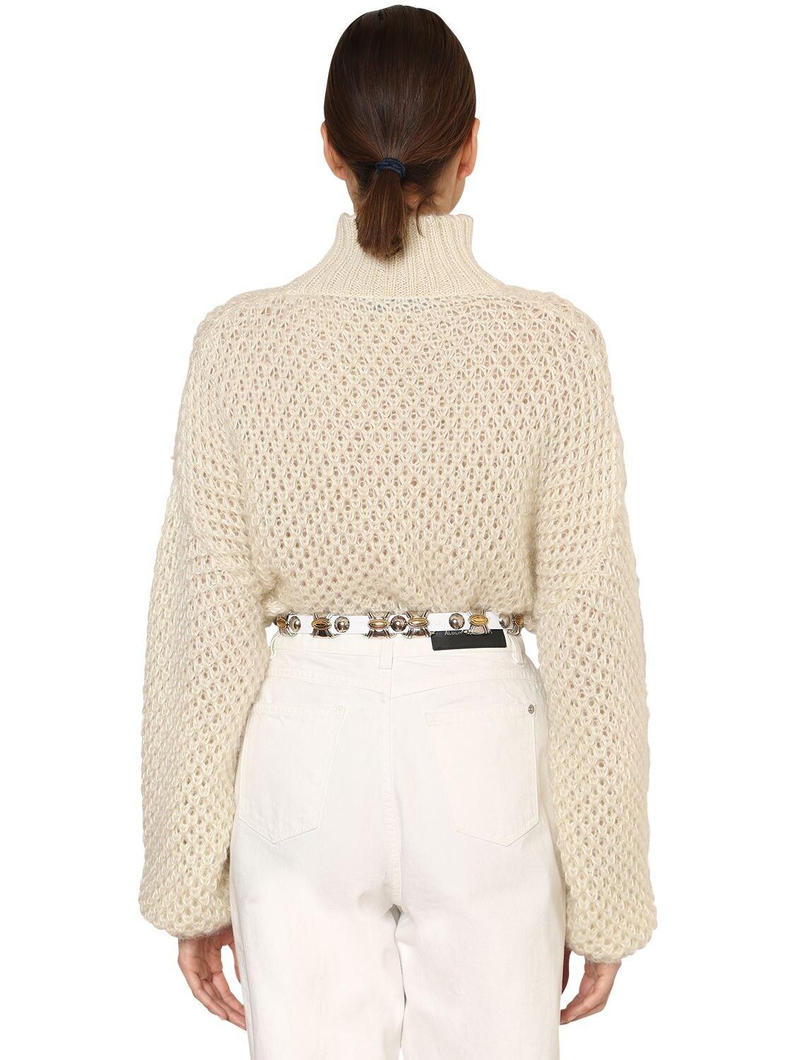 Alberta Ferretti Superkid Mohair Blend Knit Sweater in White - Lyst