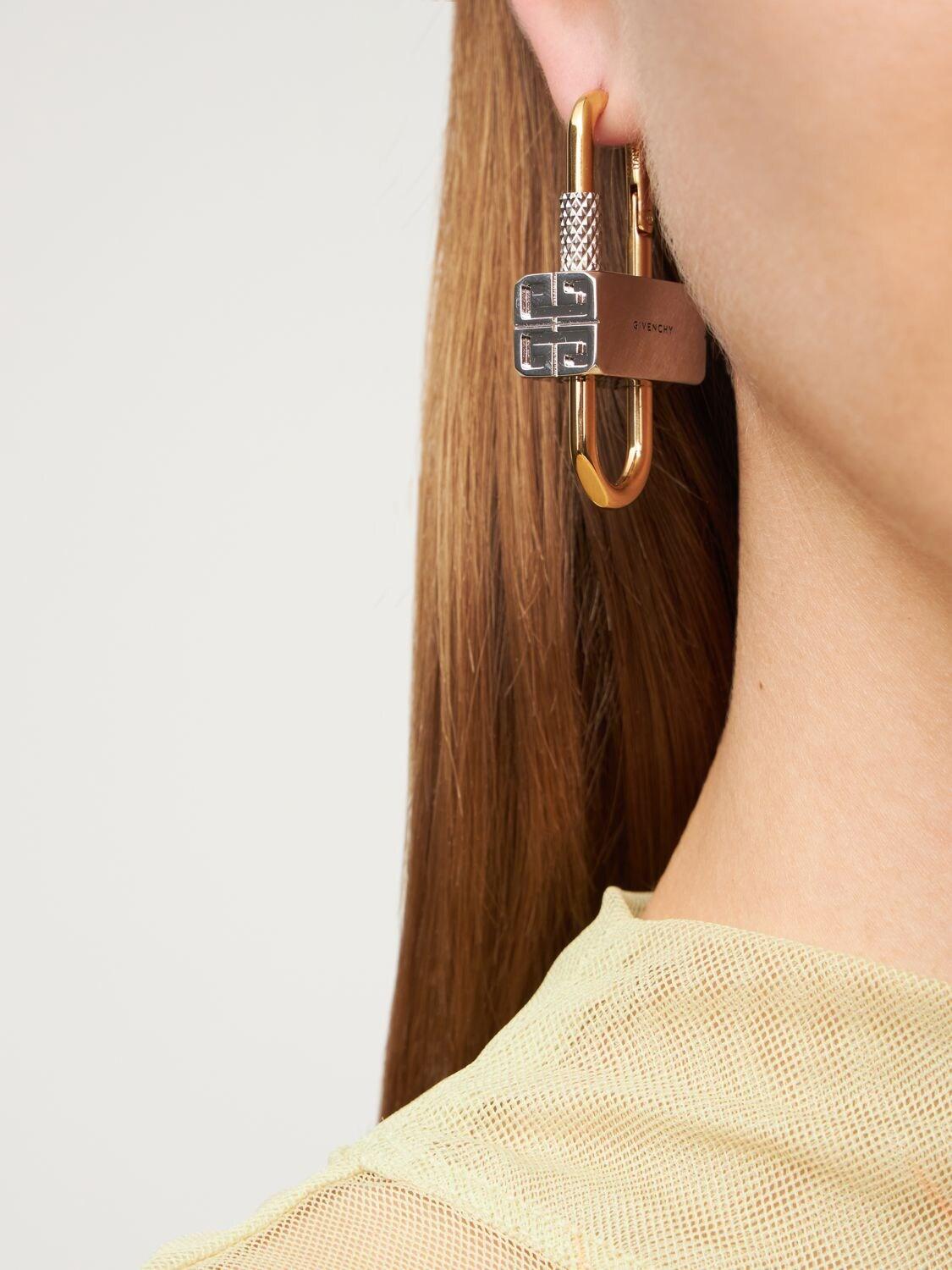 Givenchy Mismatched Lock Logo Earrings in Metallic | Lyst Australia