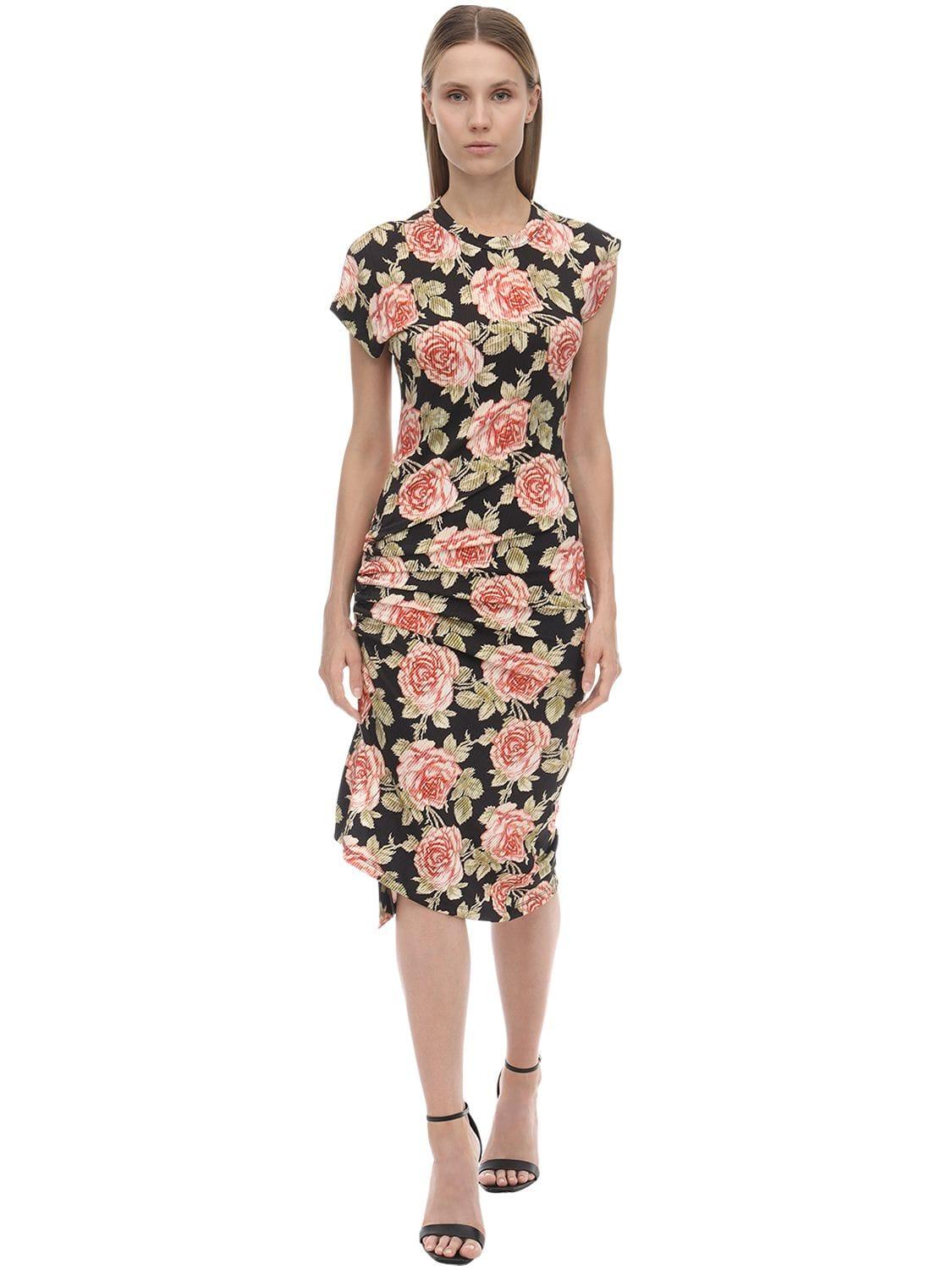 Paco Rabanne Synthetic Printed Knee Length Viscose Jersey Dress - Lyst