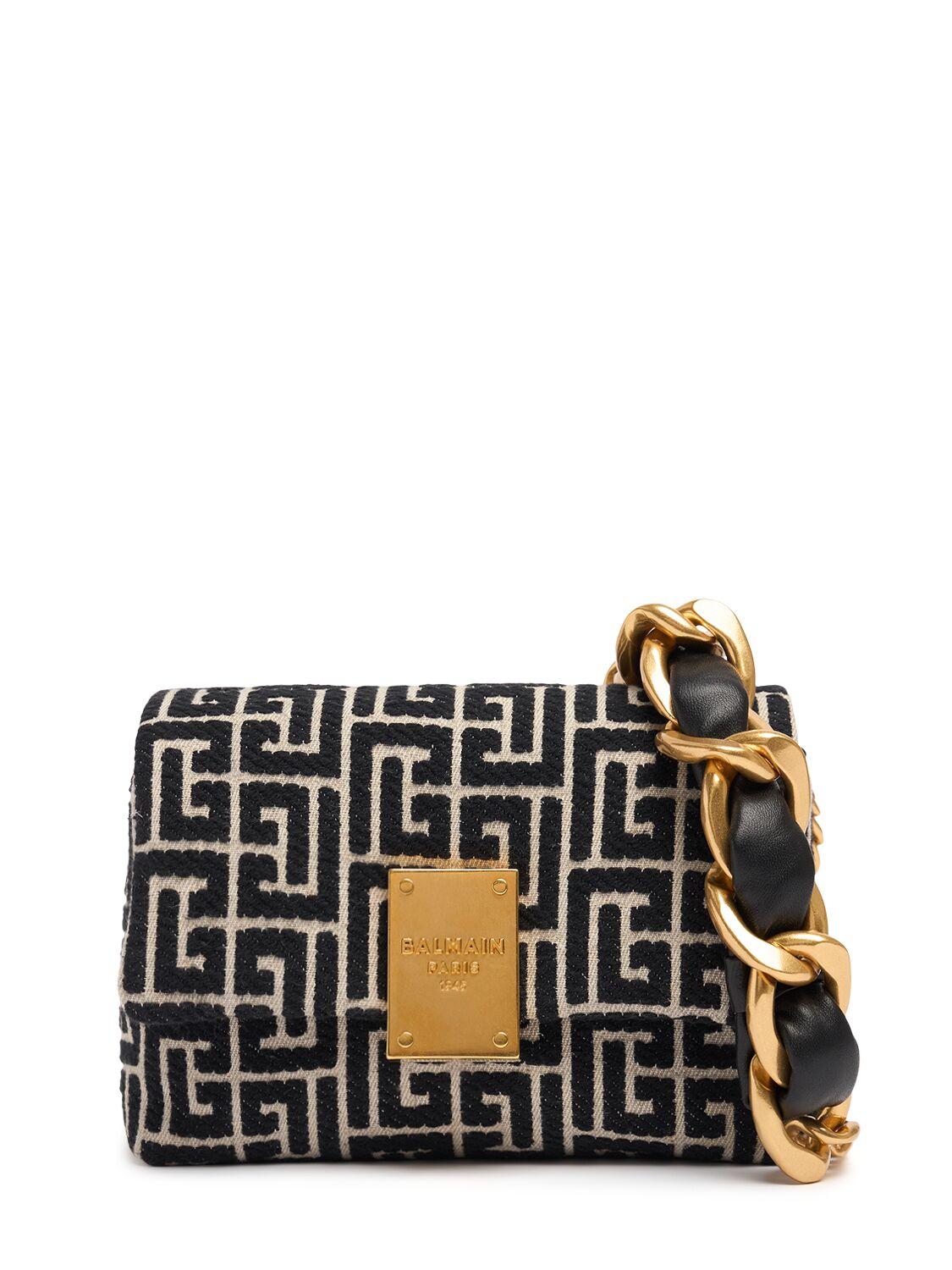 Balmain レディース ブラック Mini 1945 Monogram ジャカードバッグ 