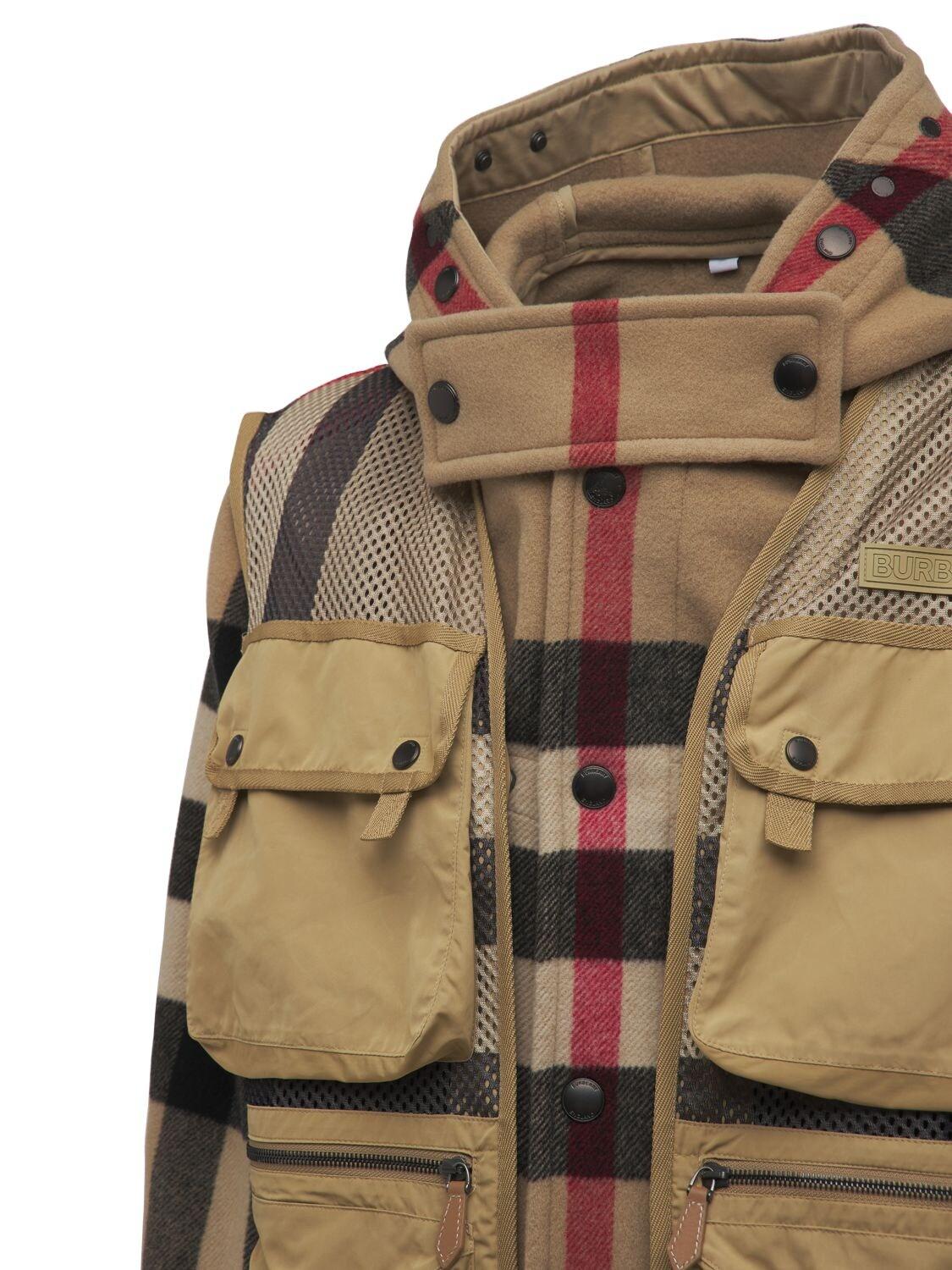Burberry Fairfield Check Wool & Nylon Jacket in Brown for Men | Lyst