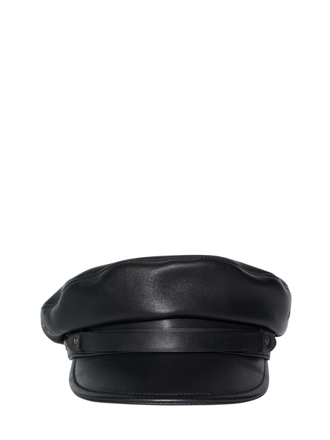 DSquared² Leather Biker Hat in Black 