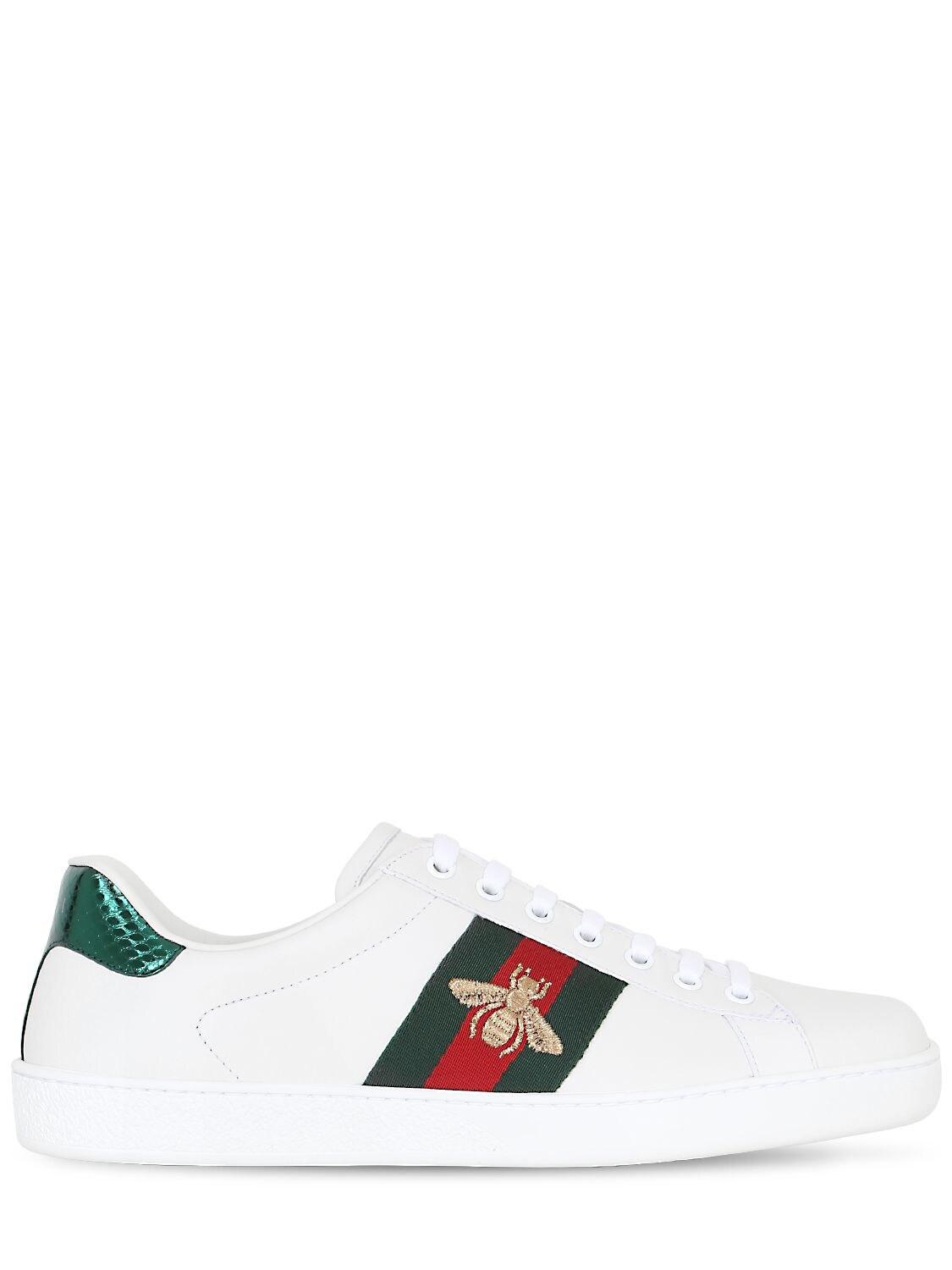 Gucci Ace Embroidered Tiger Leather Sneaker in White for Men - Save 45% -