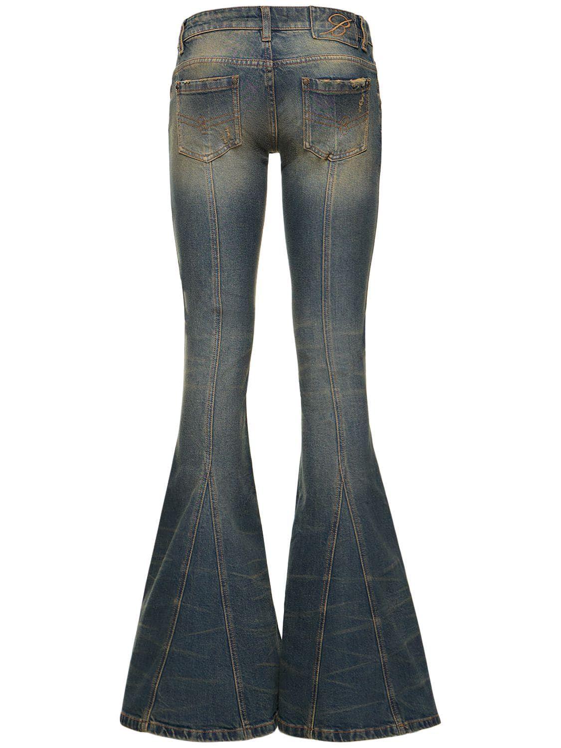 Blumarine Denim Studded Low Waist Flare Jeans in Blue | Lyst