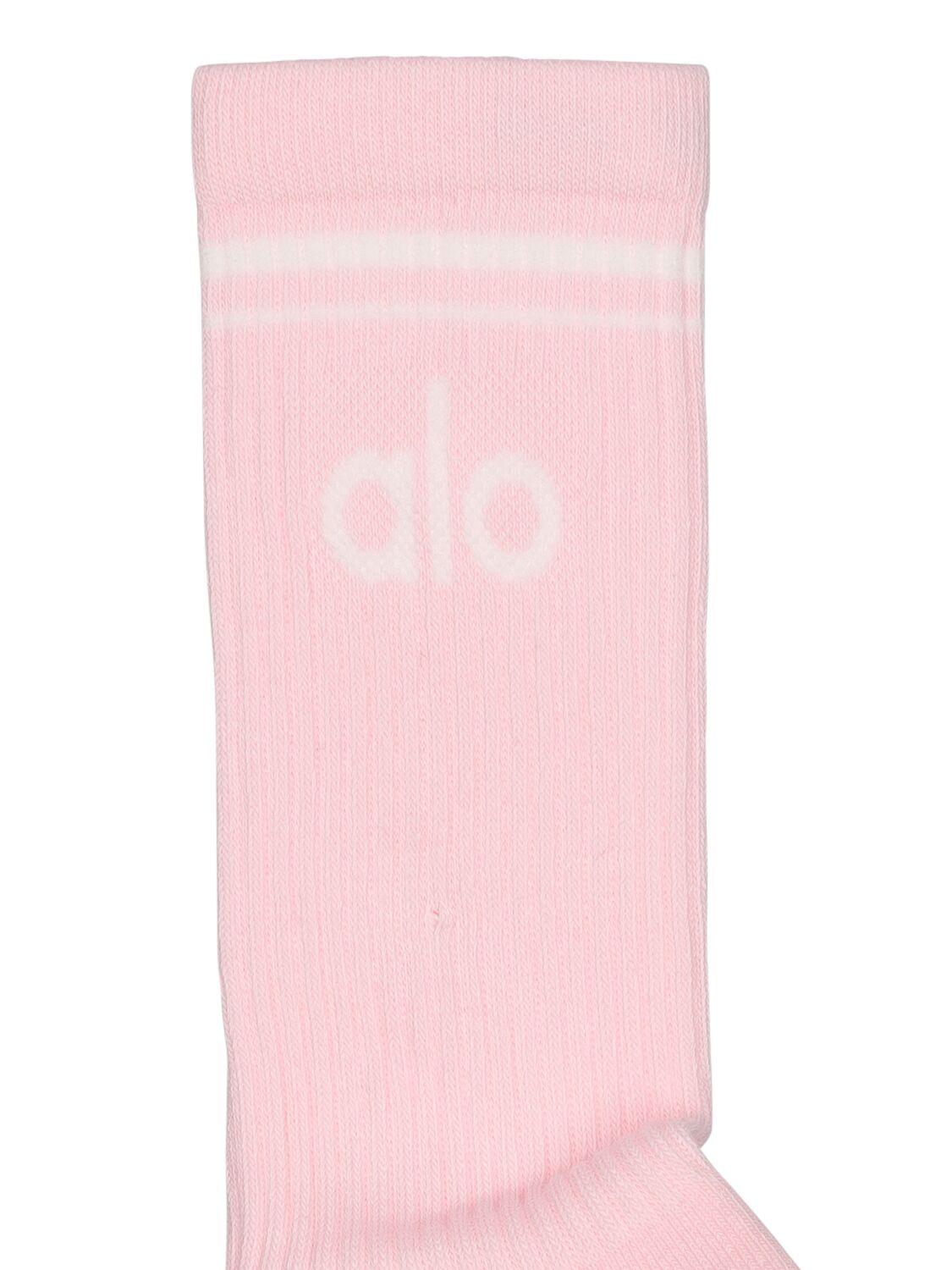 Alo Yoga Throwback Cotton Blend Socks in Pink