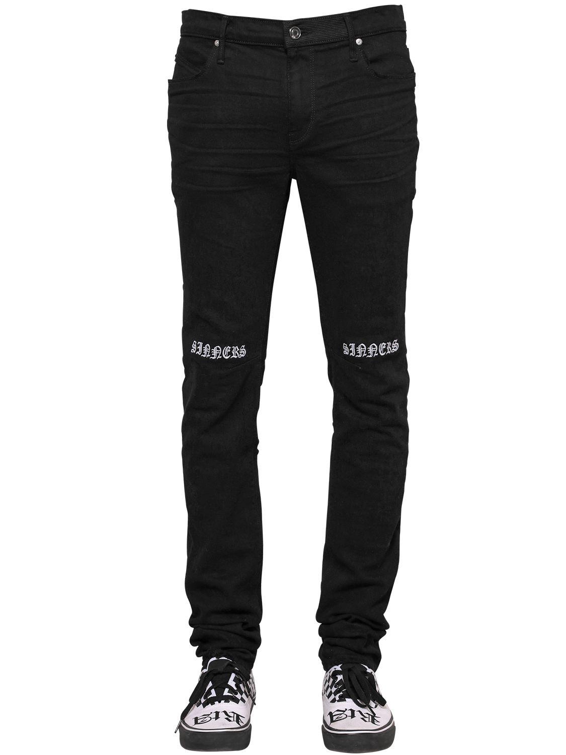 RTA 16.5cm Skinny Crosses Print Denim Jeans in Black for Men | Lyst