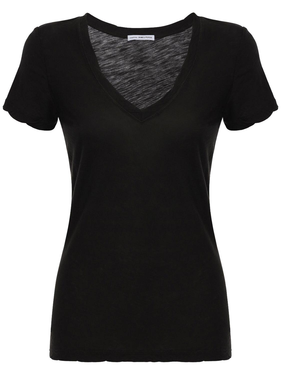 James Perse Sheer Jersey V Neck T-shirt in Dark Grey (Gray) - Lyst