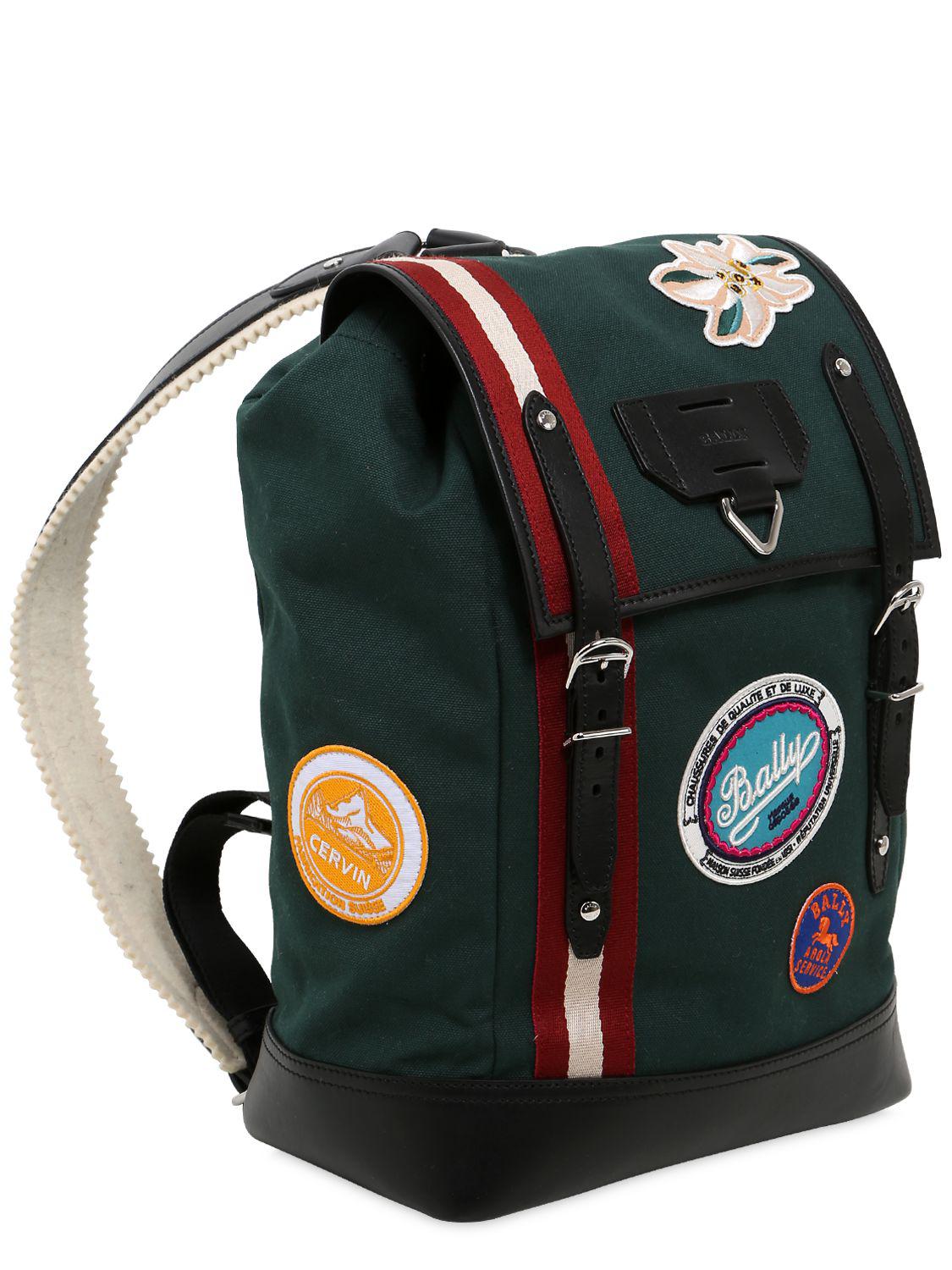 Bally Canvas Backpack W/ Patches in Green for Men Lyst