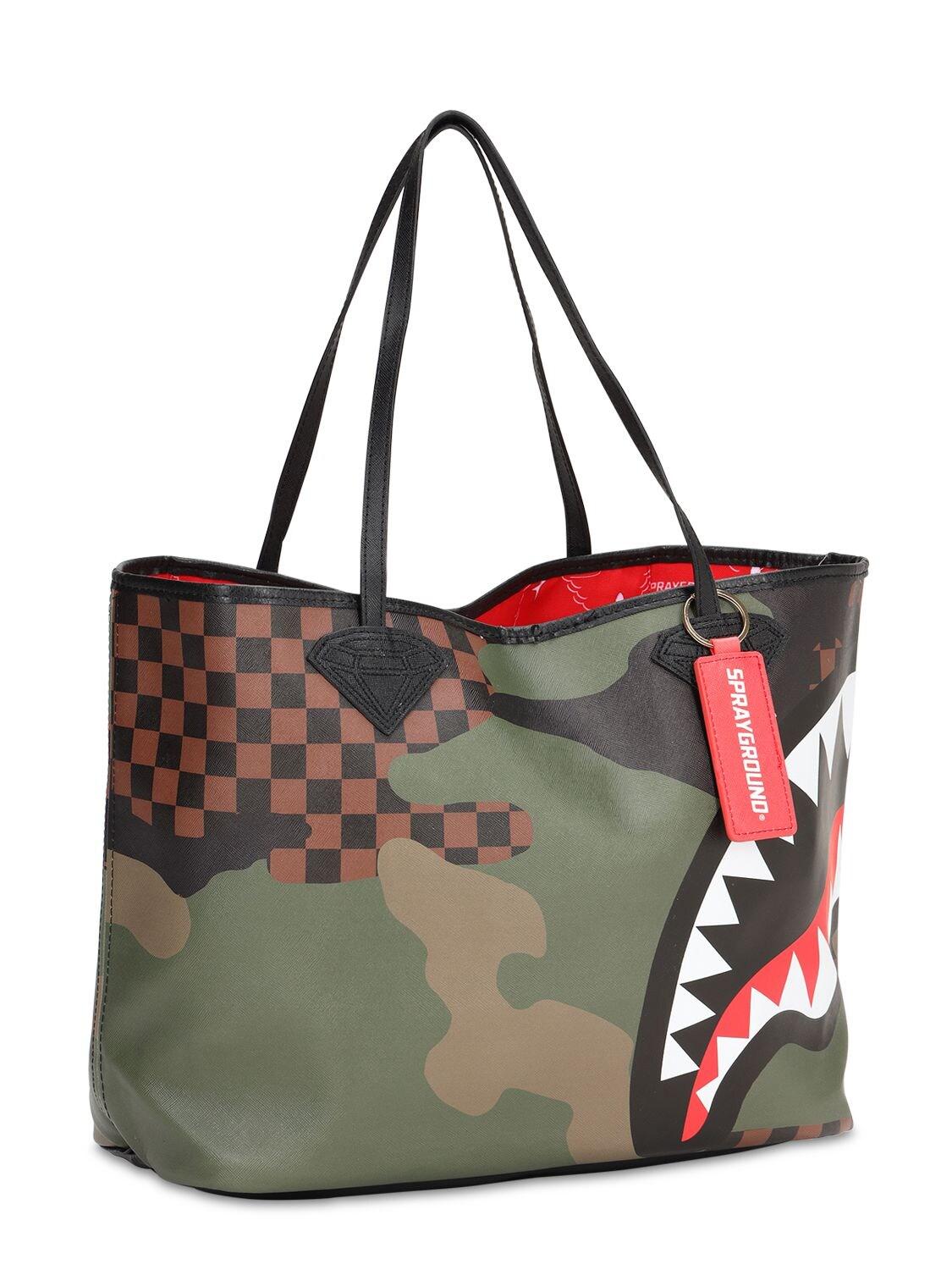 Sprayground Checkered Camo Shark Faux Leather Tote for Men | Lyst