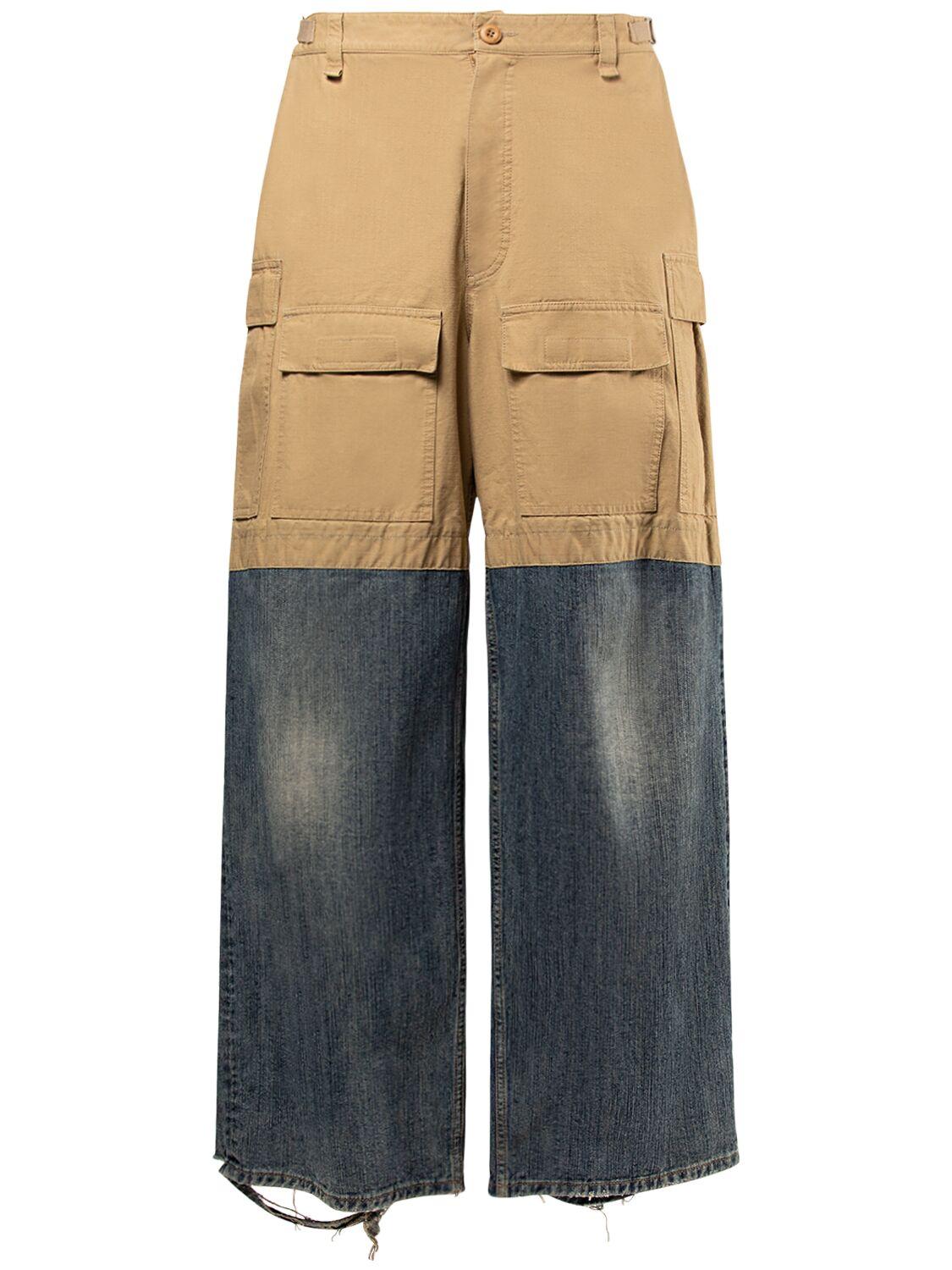 Balenciaga Patched Cotton Cargo Pants in Blue for Men | Lyst UK