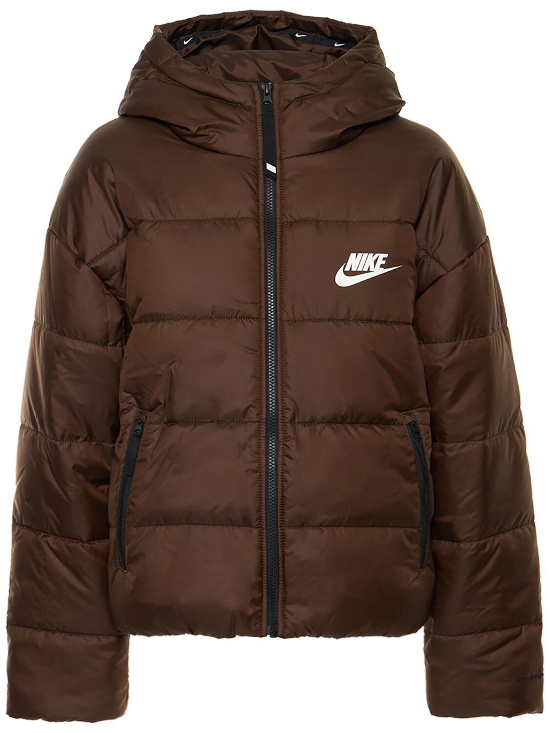 Nike Tech Puffer Jacket W/ Hood in Brown | Lyst UK