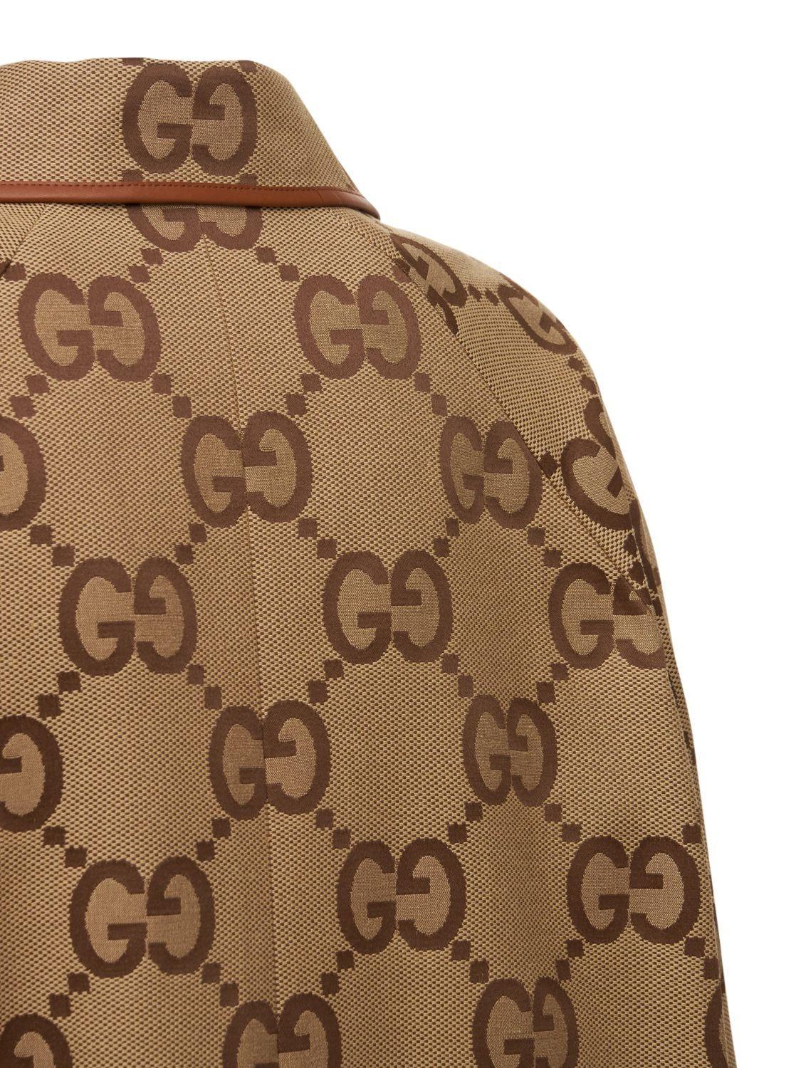 Gucci Canvas Jumbo Logo All Over Trench Coat in Natural