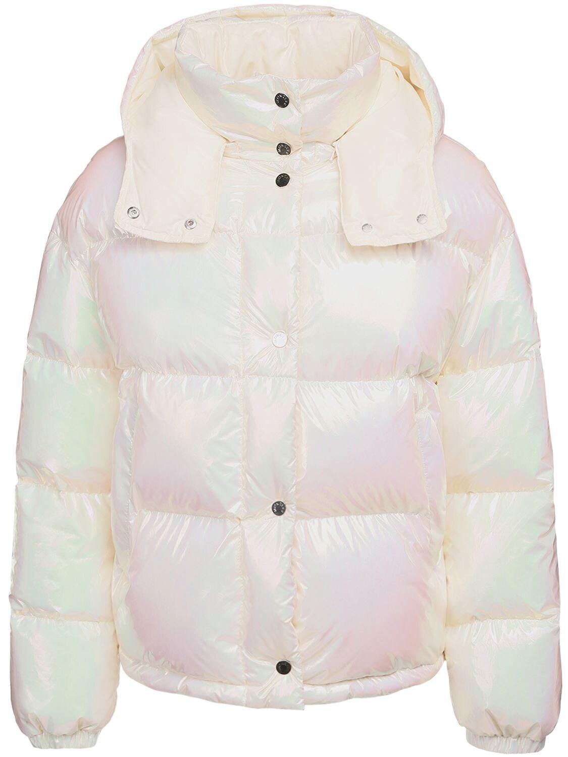 Moncler Daos Shiny Down Jacket in White | Lyst