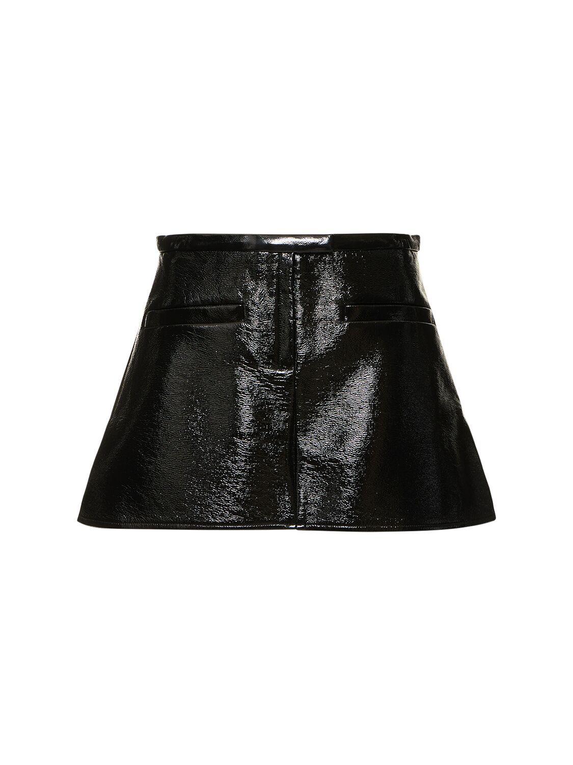 Courreges Double Slit Vinyl Mini Skirt in Black | Lyst