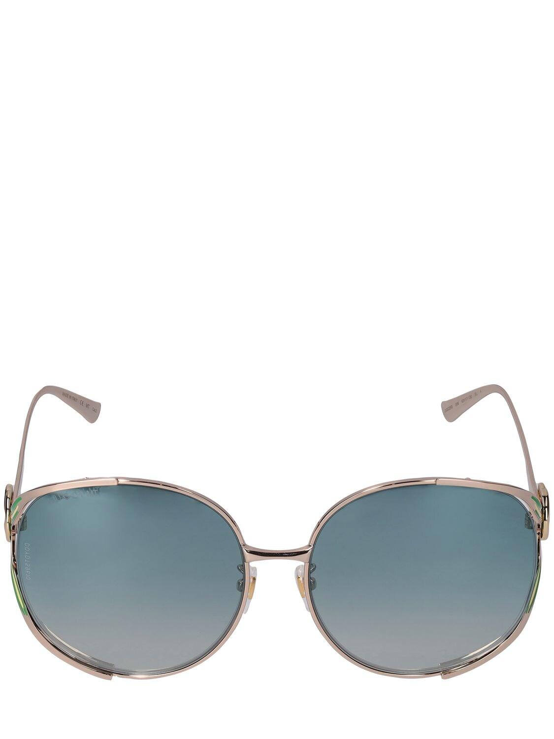 Gucci Rubber Gg0225s Round Metal Frame Sunglasses Lyst