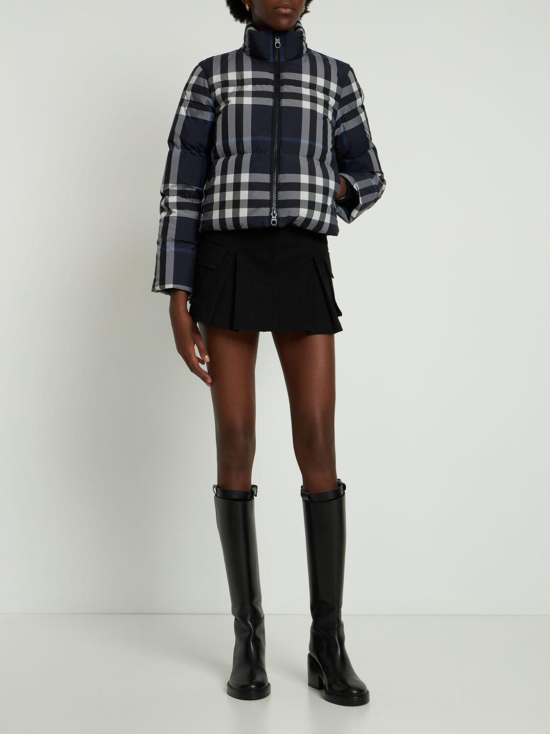 Burberry Aldfield Check Cropped Down Jacket in Black | Lyst Canada