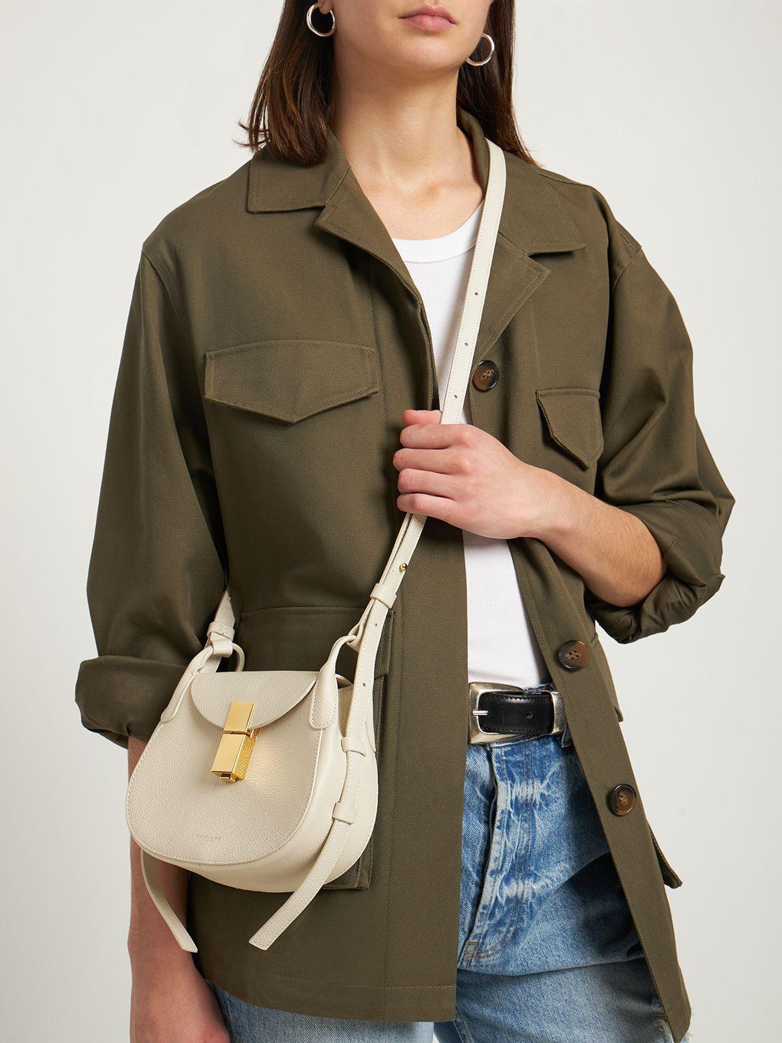 DeMellier Mini Lausanne Grain Leather Shoulder Bag in Natural | Lyst